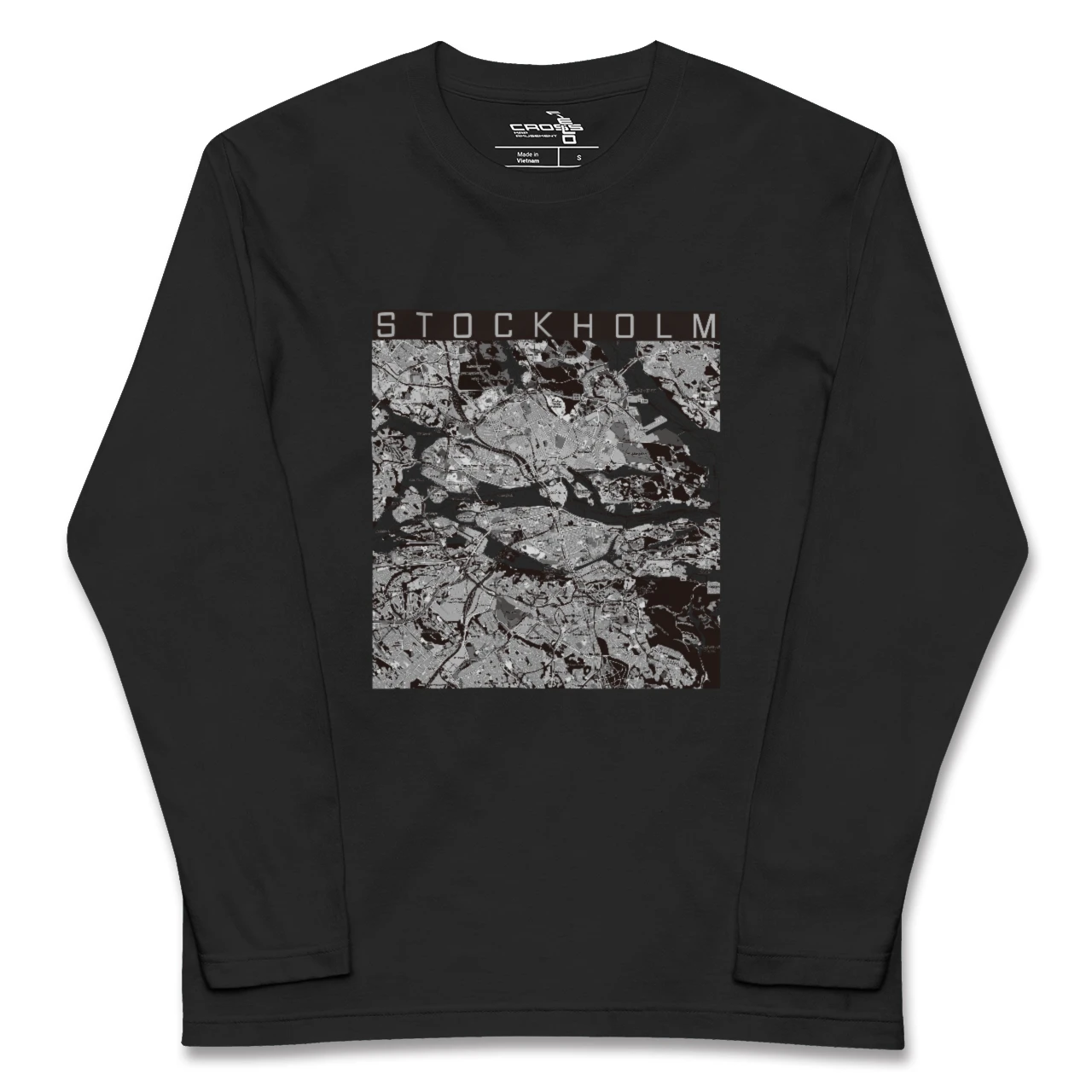 【ストックホルム(スウェーデン)】地図柄ロングスリーブTシャツ
