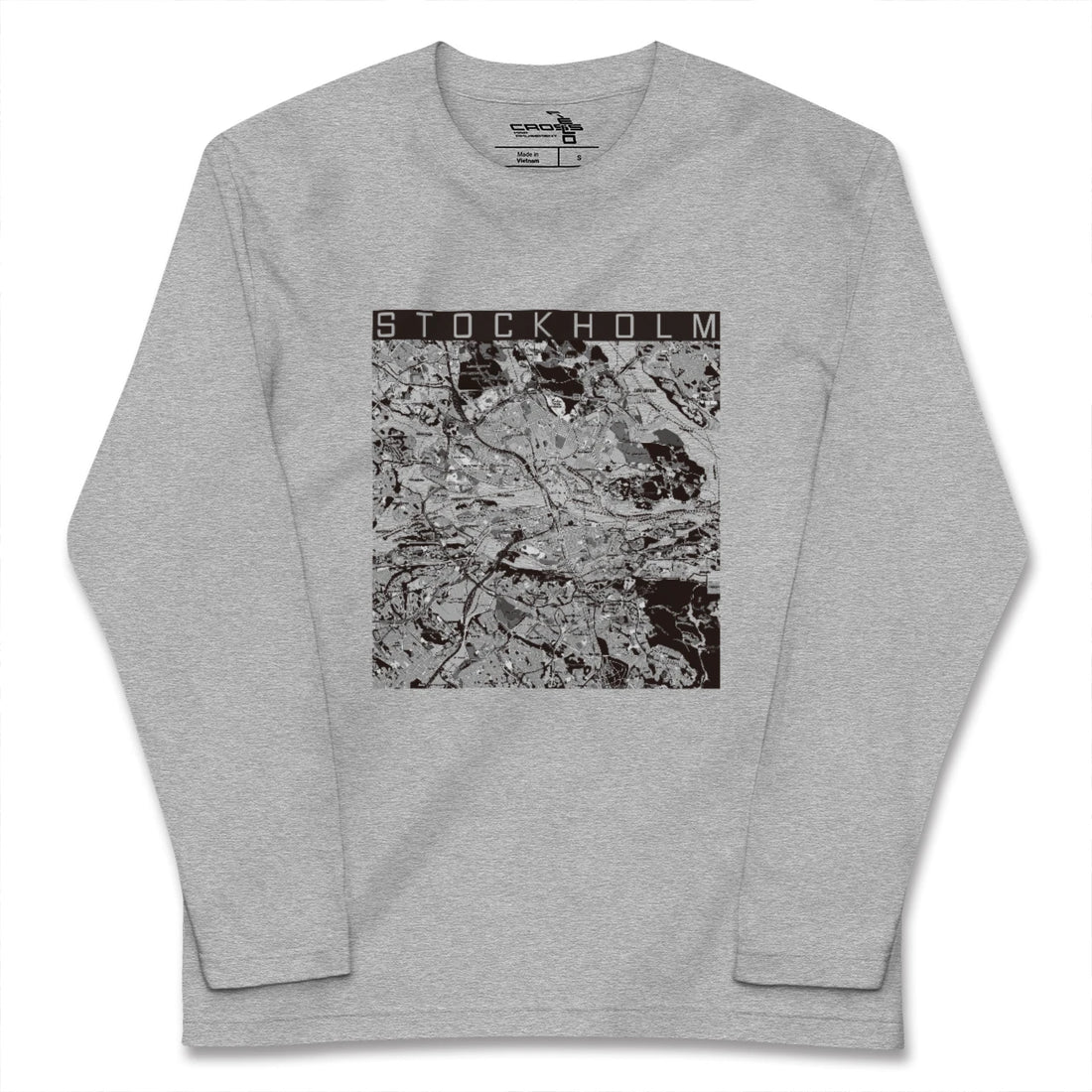 【ストックホルム(スウェーデン)】地図柄ロングスリーブTシャツ