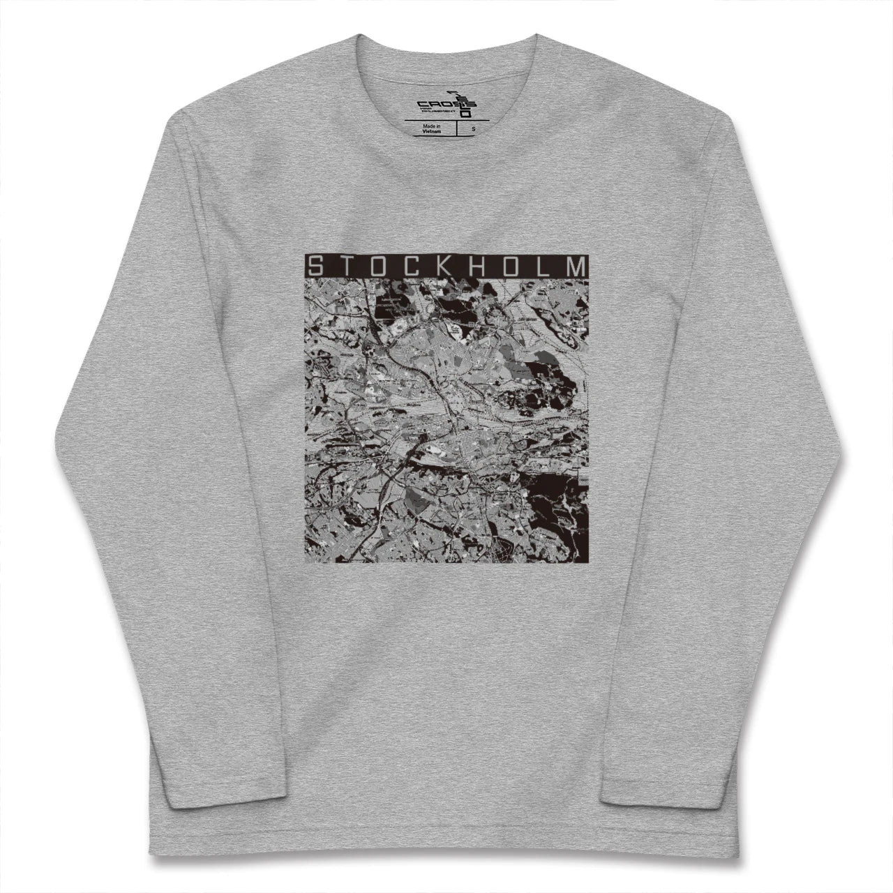 【ストックホルム(スウェーデン)】地図柄ロングスリーブTシャツ