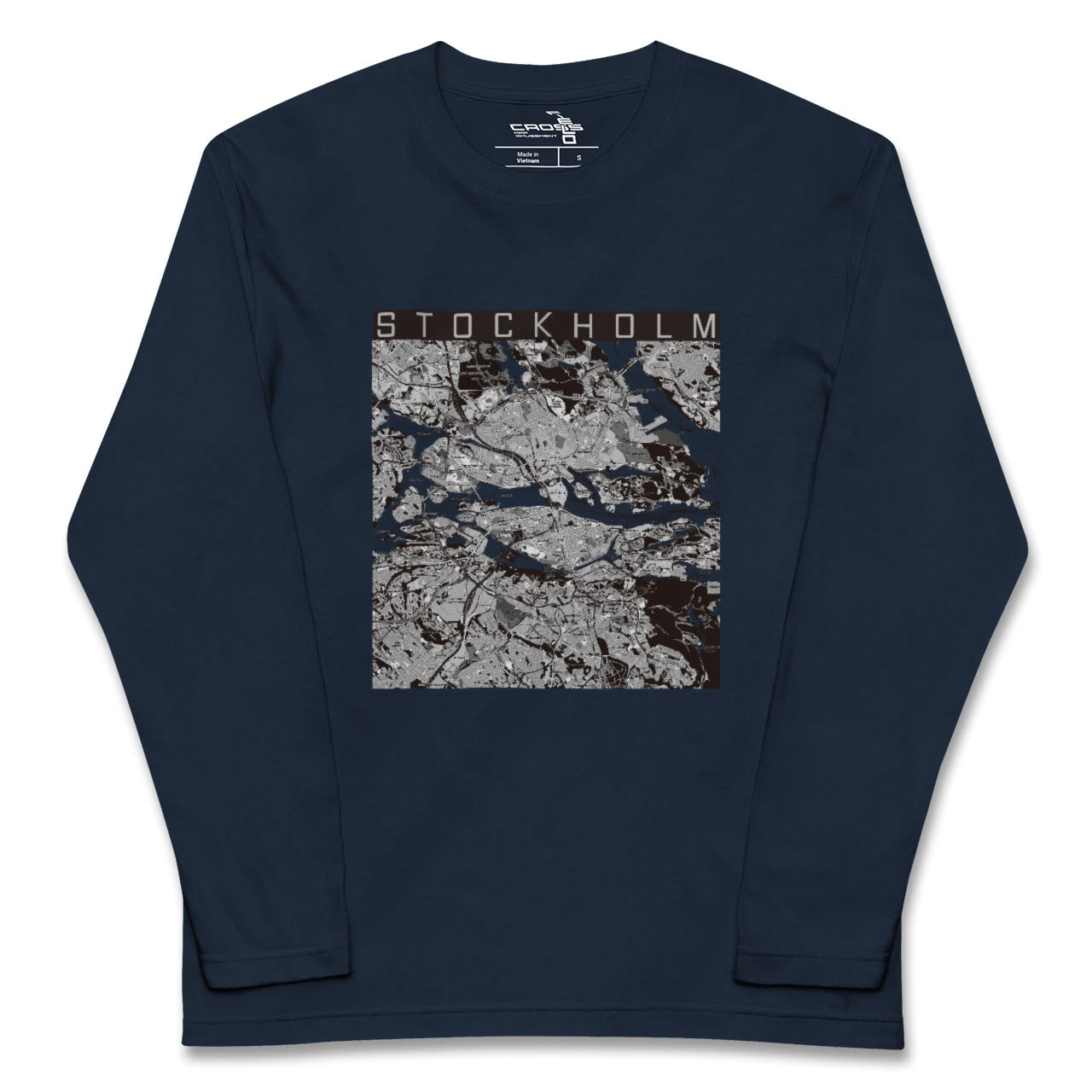 【ストックホルム(スウェーデン)】地図柄ロングスリーブTシャツ