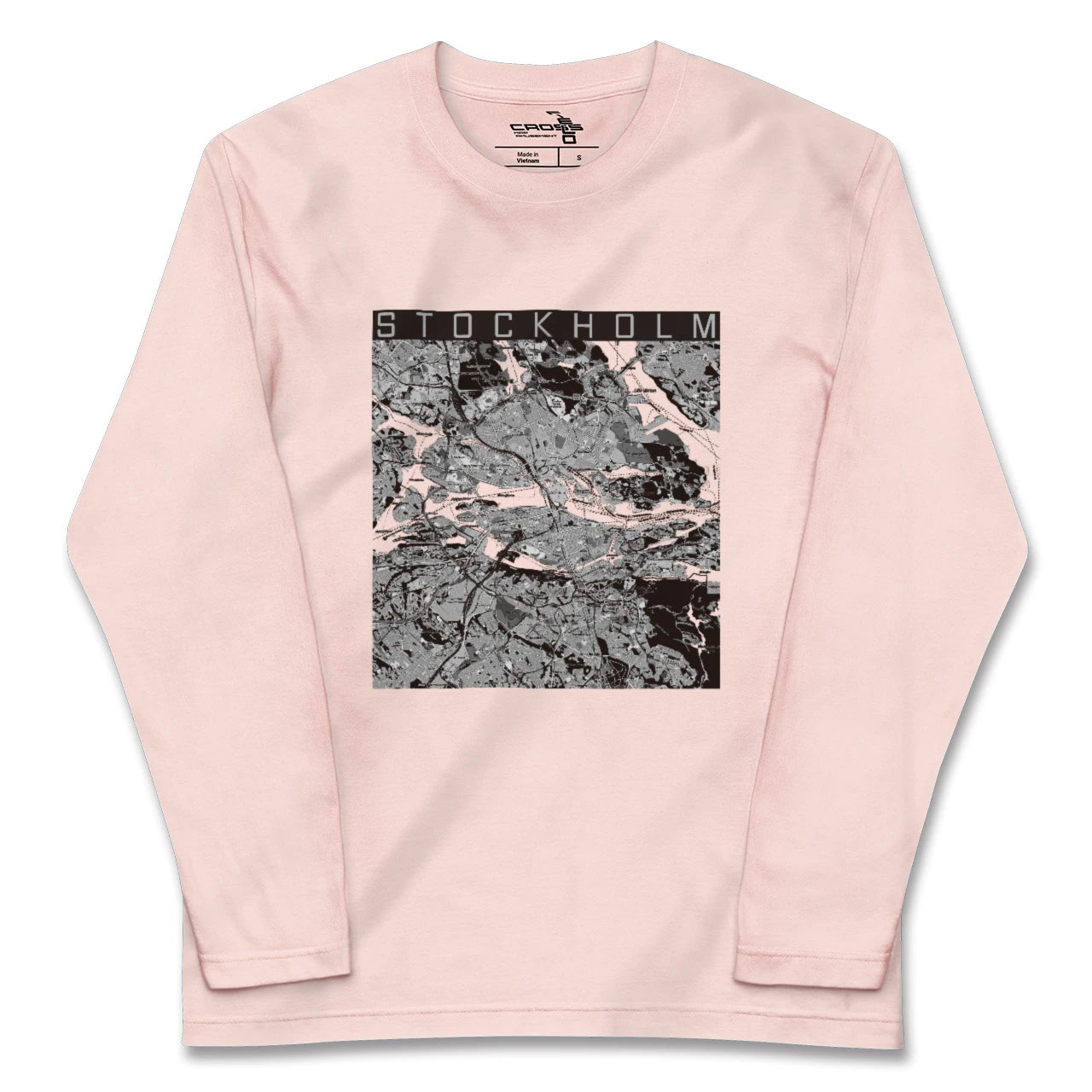 【ストックホルム(スウェーデン)】地図柄ロングスリーブTシャツ