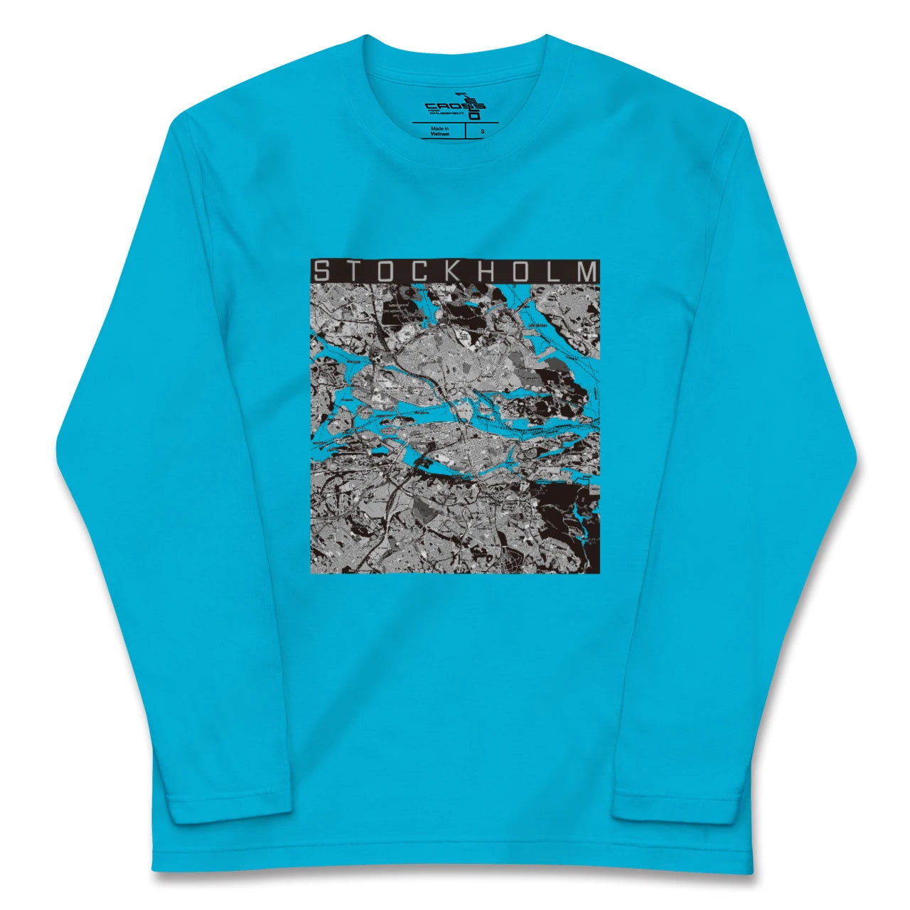 【ストックホルム(スウェーデン)】地図柄ロングスリーブTシャツ