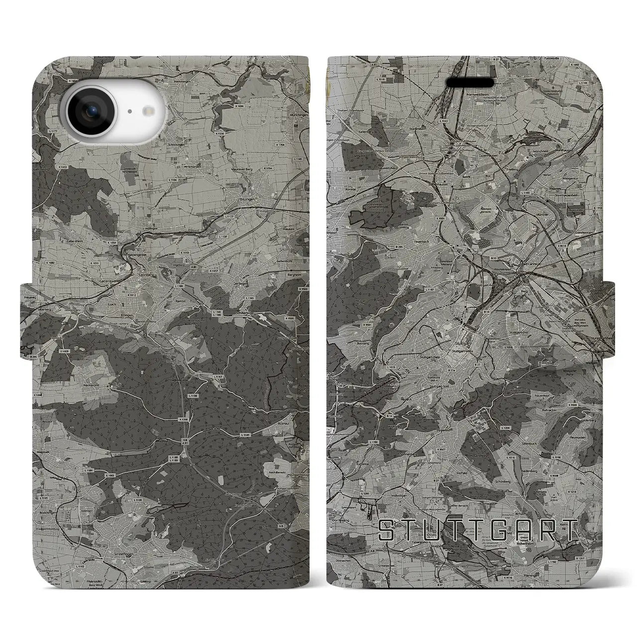 【シュトゥットガルト(ドイツ)】地図柄iPhoneケース(手帳タイプ)