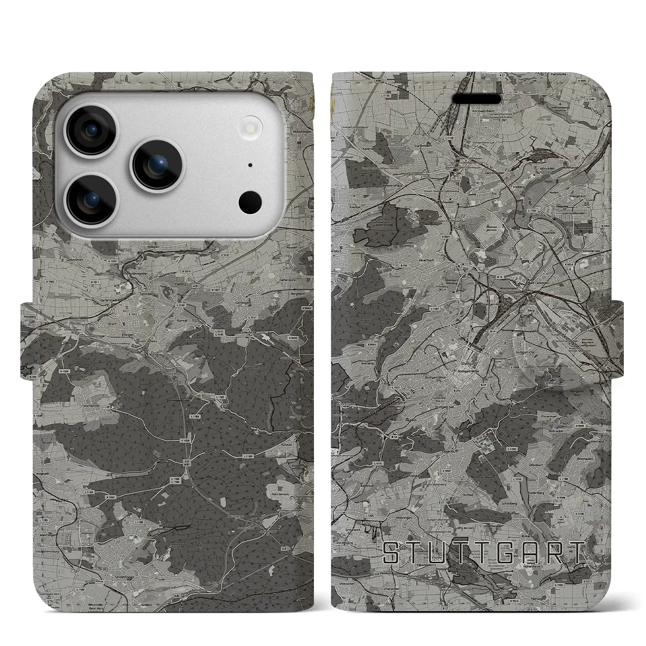 【シュトゥットガルト(ドイツ)】地図柄iPhoneケース(手帳タイプ)