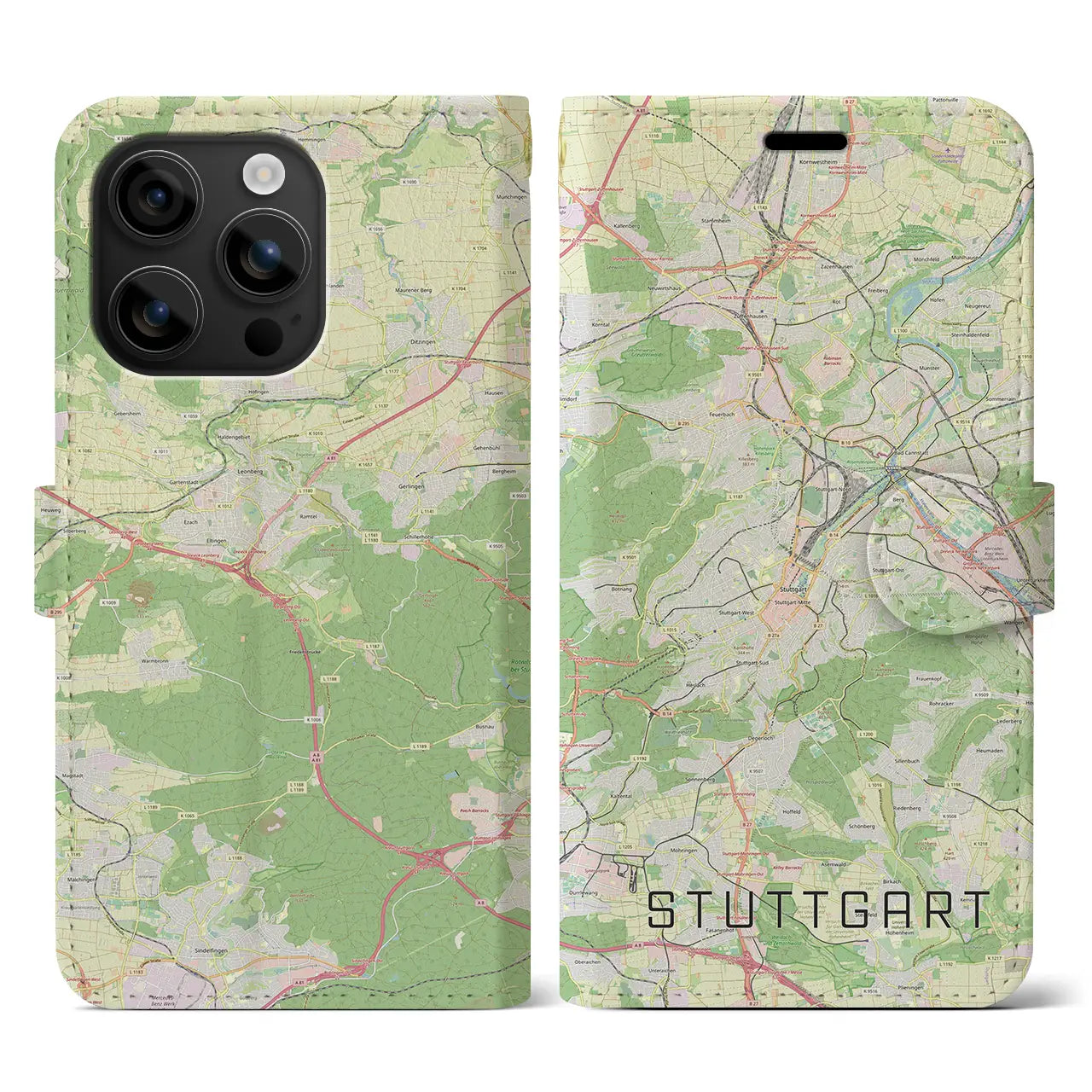 【シュトゥットガルト(ドイツ)】地図柄iPhoneケース(手帳タイプ)ナチュラル・iPhone 16 用