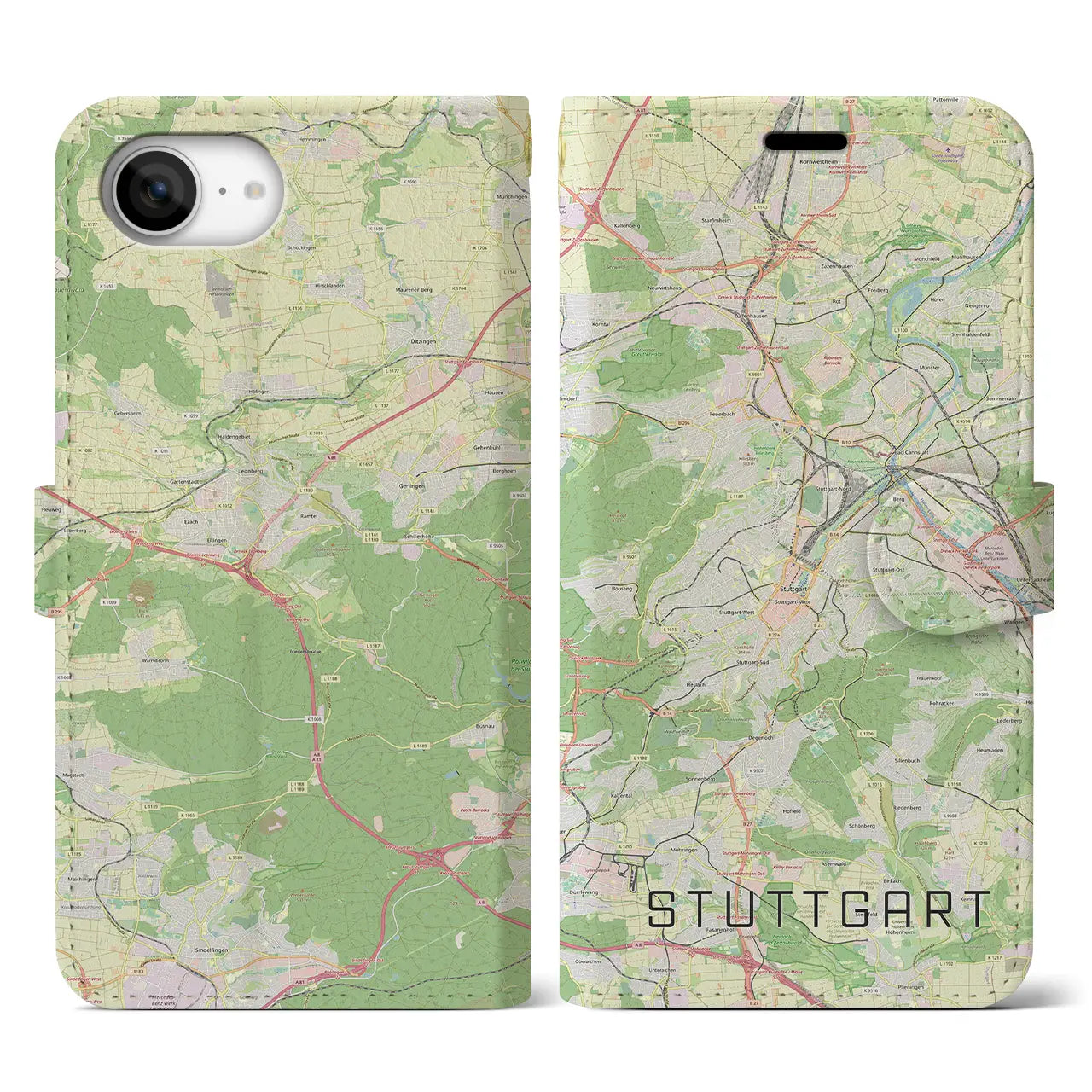 【シュトゥットガルト(ドイツ)】地図柄iPhoneケース(手帳タイプ)