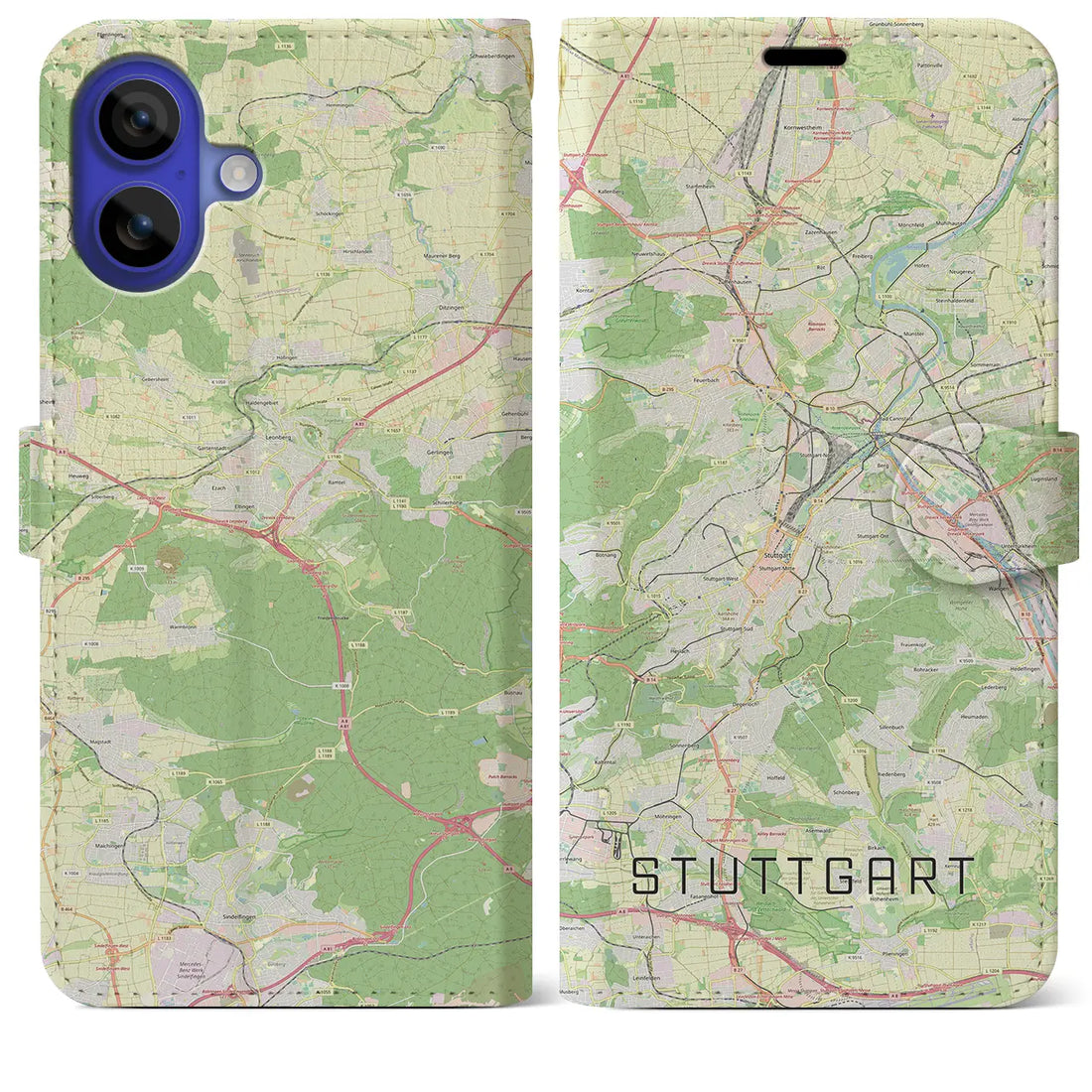 【シュトゥットガルト(ドイツ)】地図柄iPhoneケース(手帳タイプ)ナチュラル・iPhone 16 Pro Max 用