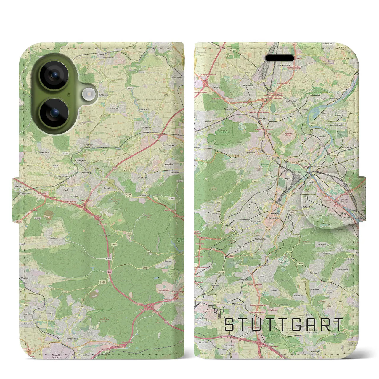 【シュトゥットガルト(ドイツ)】地図柄iPhoneケース(手帳タイプ)