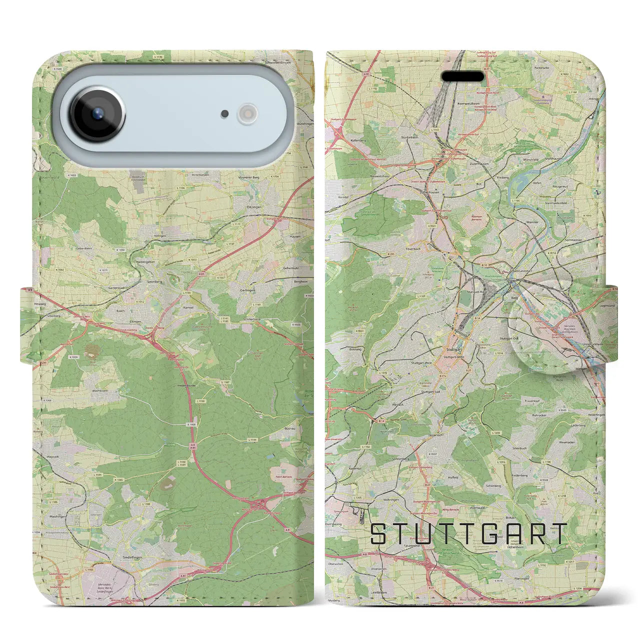 【シュトゥットガルト(ドイツ)】地図柄iPhoneケース(手帳タイプ)ナチュラル・iPhone 17 Pro Max 用