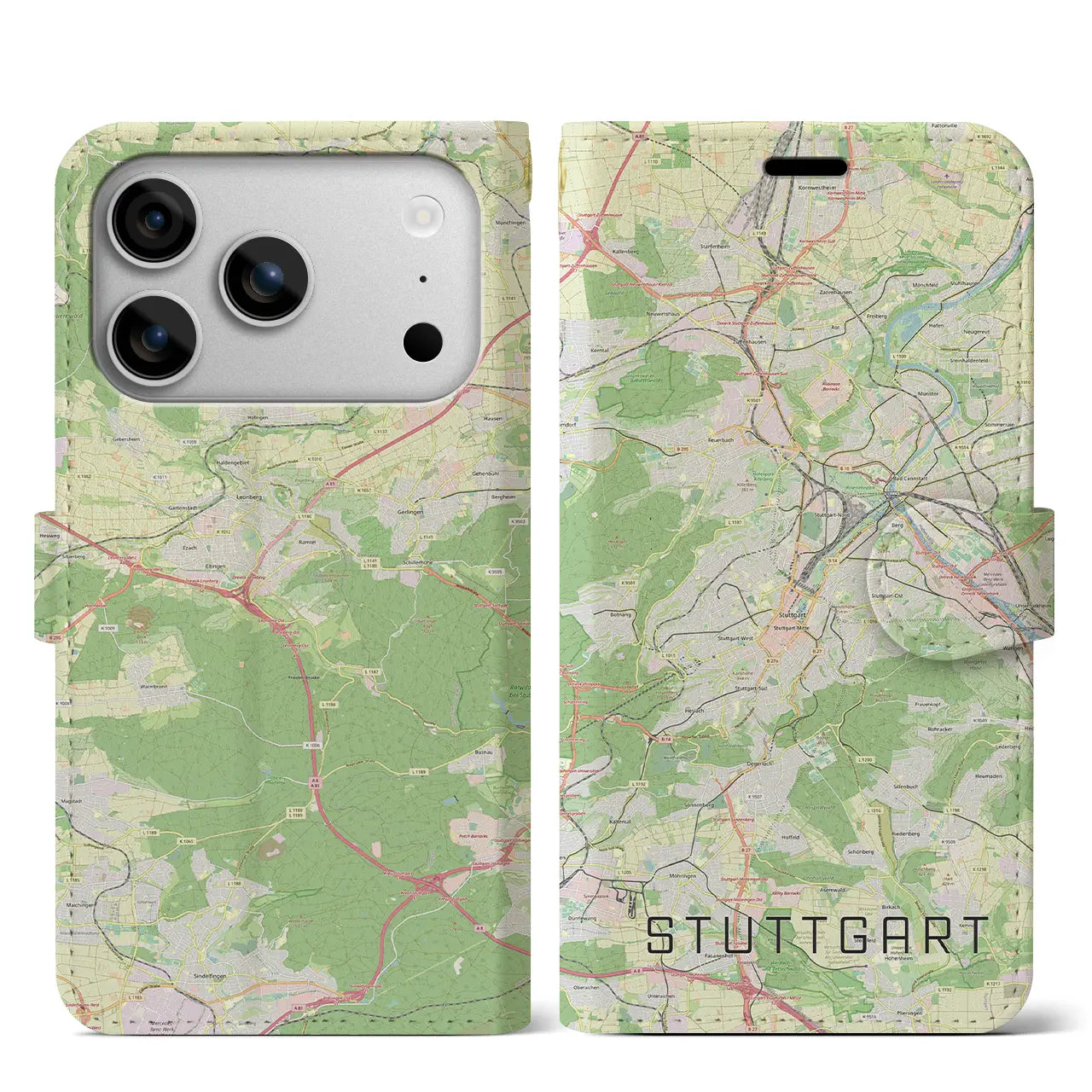 【シュトゥットガルト(ドイツ)】地図柄iPhoneケース(手帳タイプ)