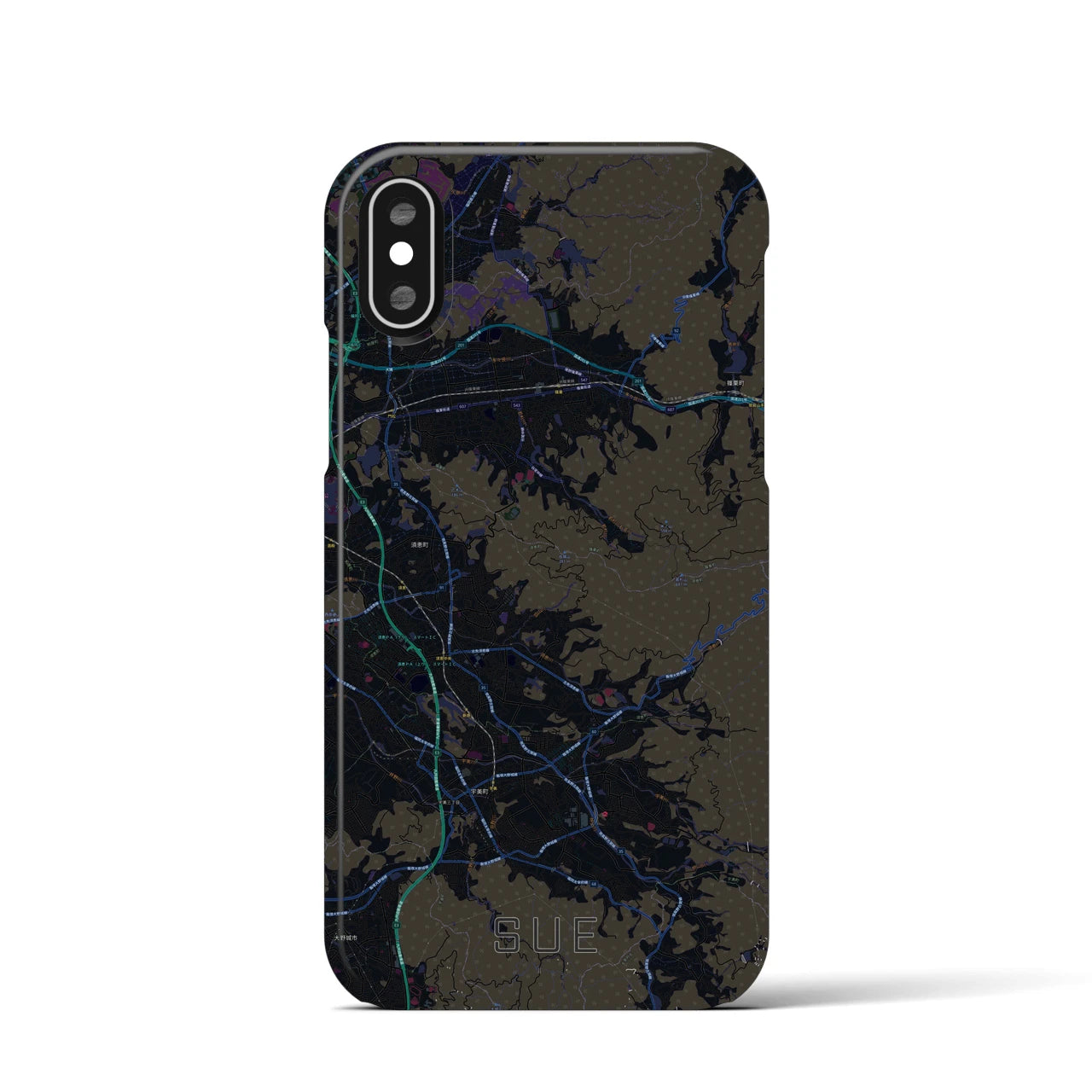 【須恵(福岡県)】地図柄iPhoneケース(バックカバータイプ)