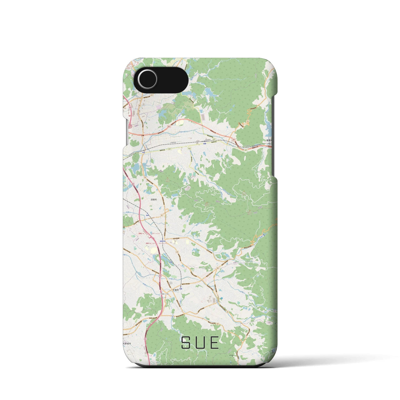 【須恵(福岡県)】地図柄iPhoneケース(バックカバータイプ)