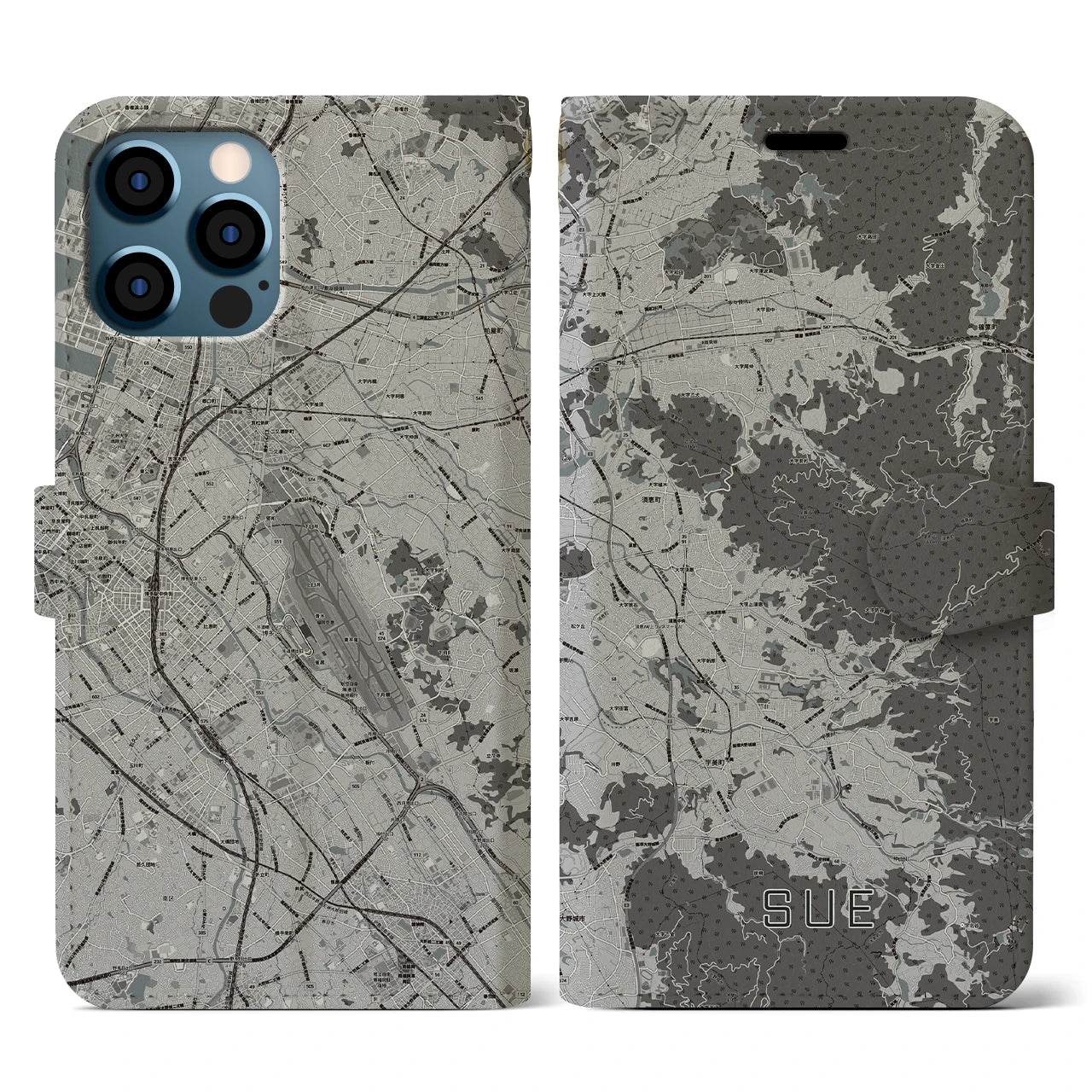 【須恵(福岡県)】地図柄iPhoneケース(手帳タイプ)