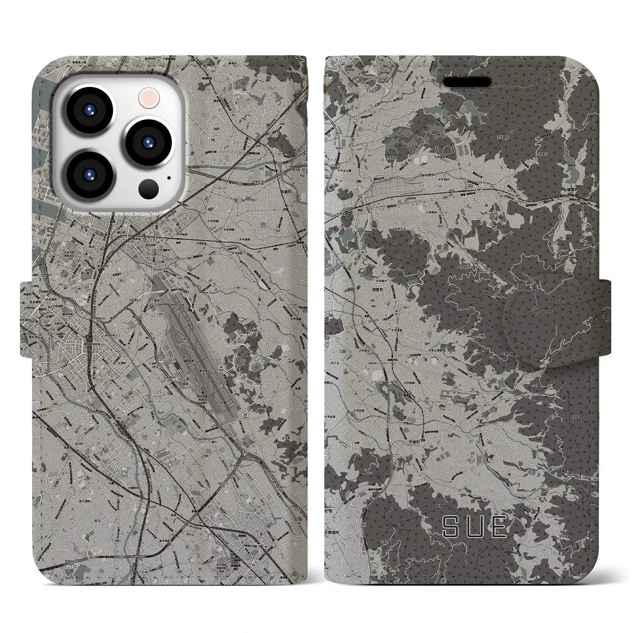 【須恵(福岡県)】地図柄iPhoneケース(手帳タイプ)