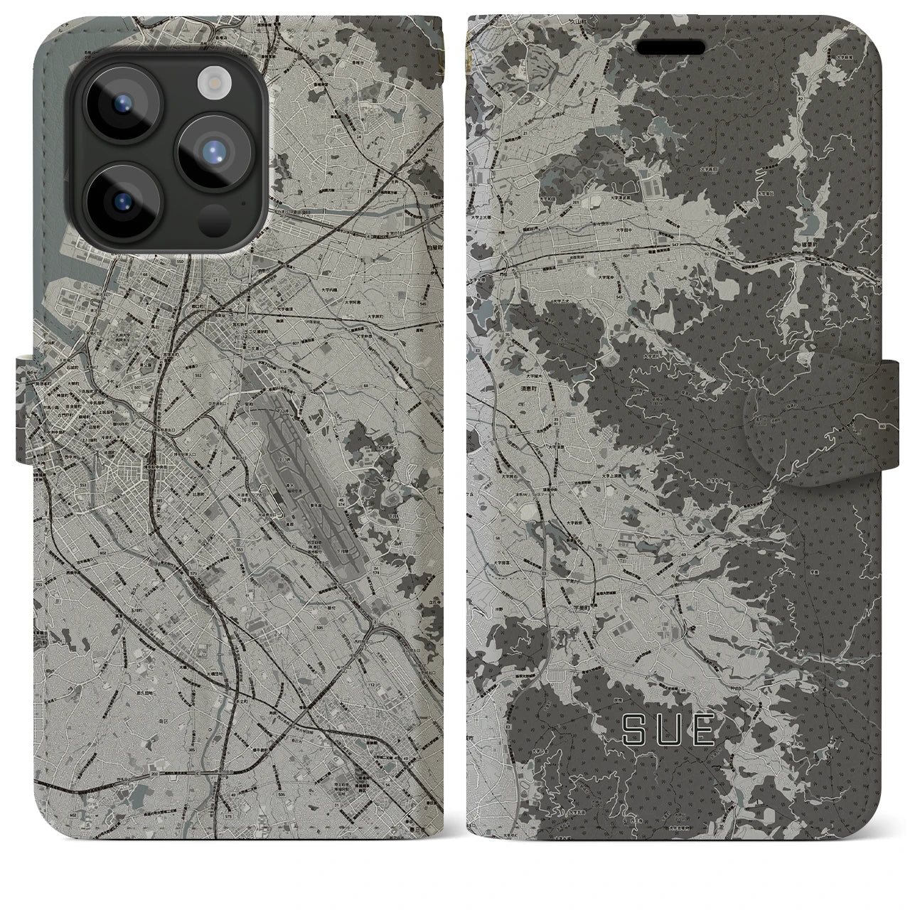 【須恵(福岡県)】地図柄iPhoneケース(手帳タイプ)