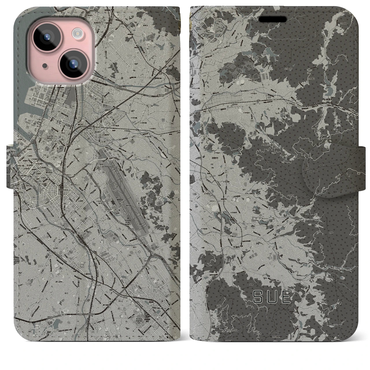 【須恵(福岡県)】地図柄iPhoneケース(手帳タイプ)