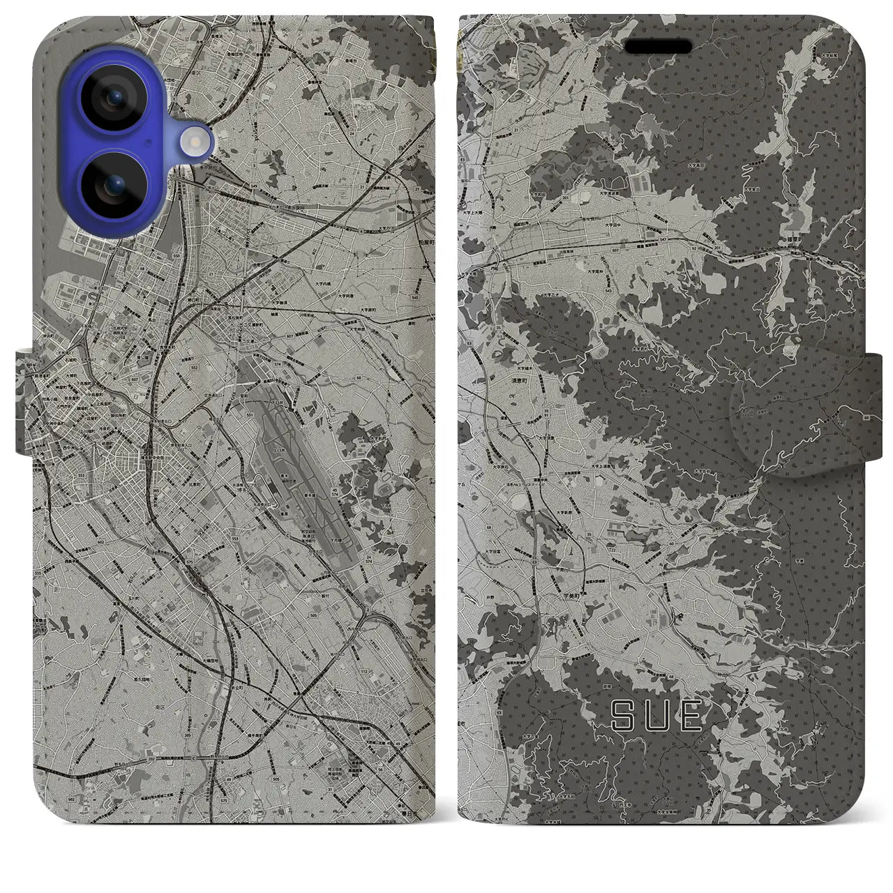 【須恵(福岡県)】地図柄iPhoneケース(手帳タイプ)