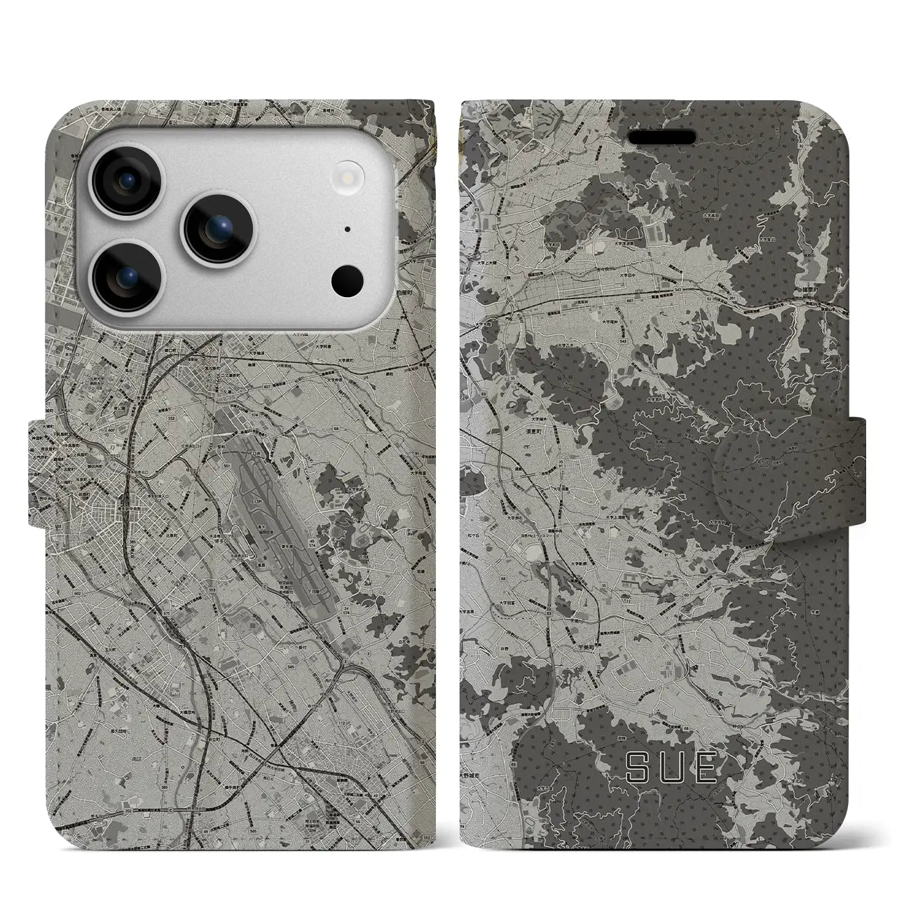 【須恵(福岡県)】地図柄iPhoneケース(手帳タイプ)