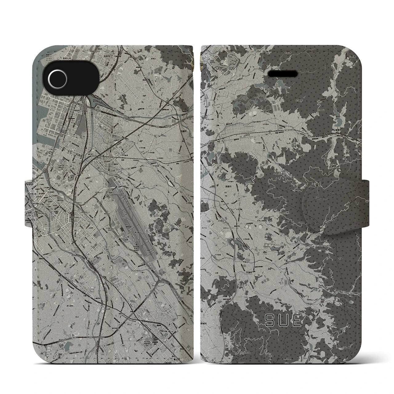 【須恵(福岡県)】地図柄iPhoneケース(手帳タイプ)