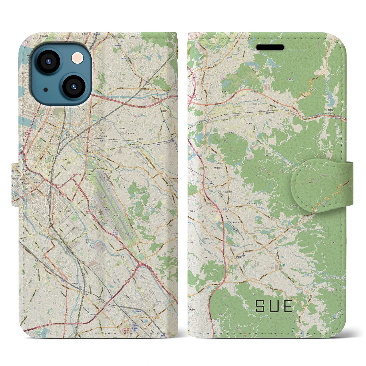 【須恵(福岡県)】地図柄iPhoneケース(手帳タイプ)