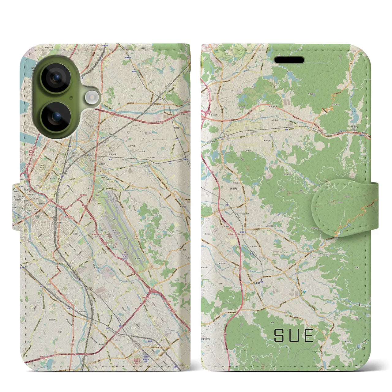 【須恵(福岡県)】地図柄iPhoneケース(手帳タイプ)