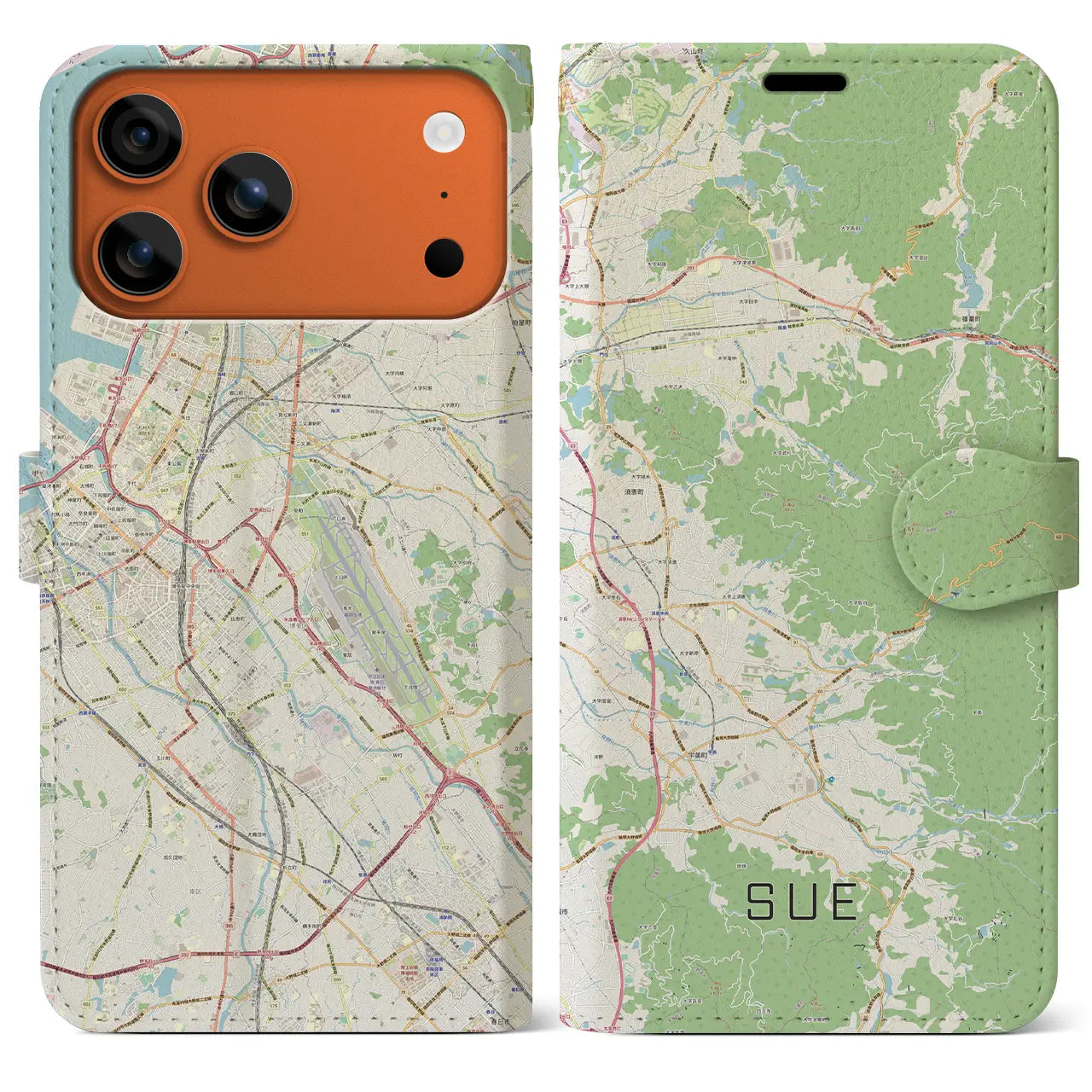 【須恵(福岡県)】地図柄iPhoneケース(手帳タイプ)