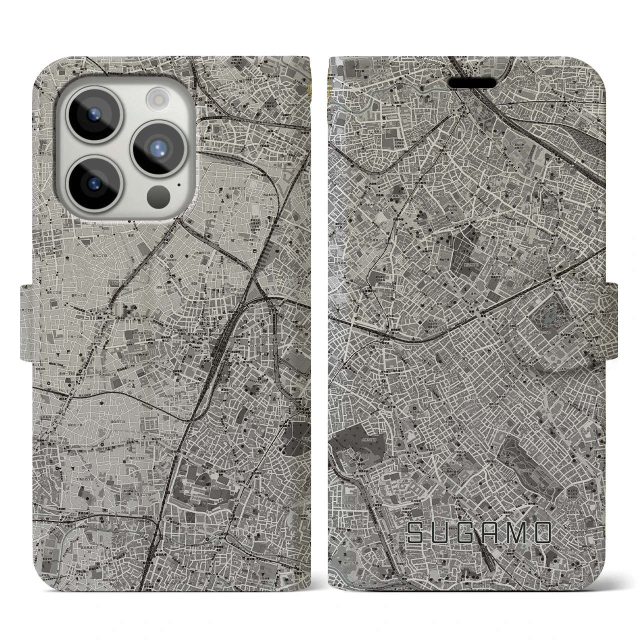 【巣鴨(東京都)】地図柄iPhoneケース(手帳タイプ)