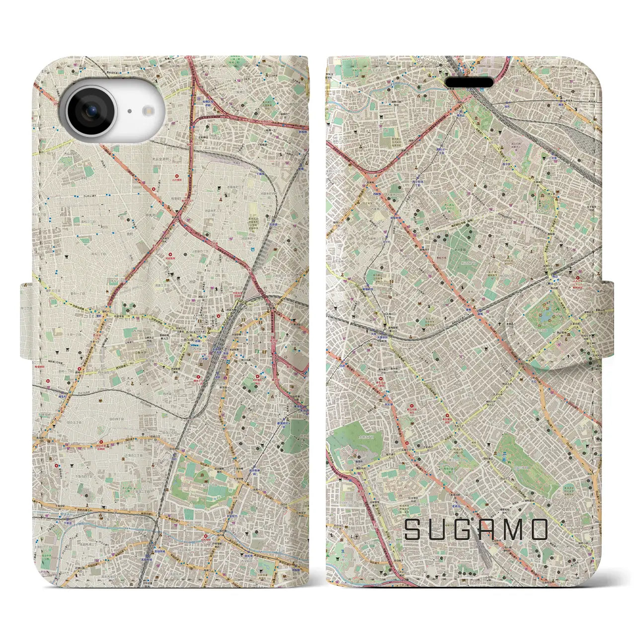 【巣鴨(東京都)】地図柄iPhoneケース(手帳タイプ)