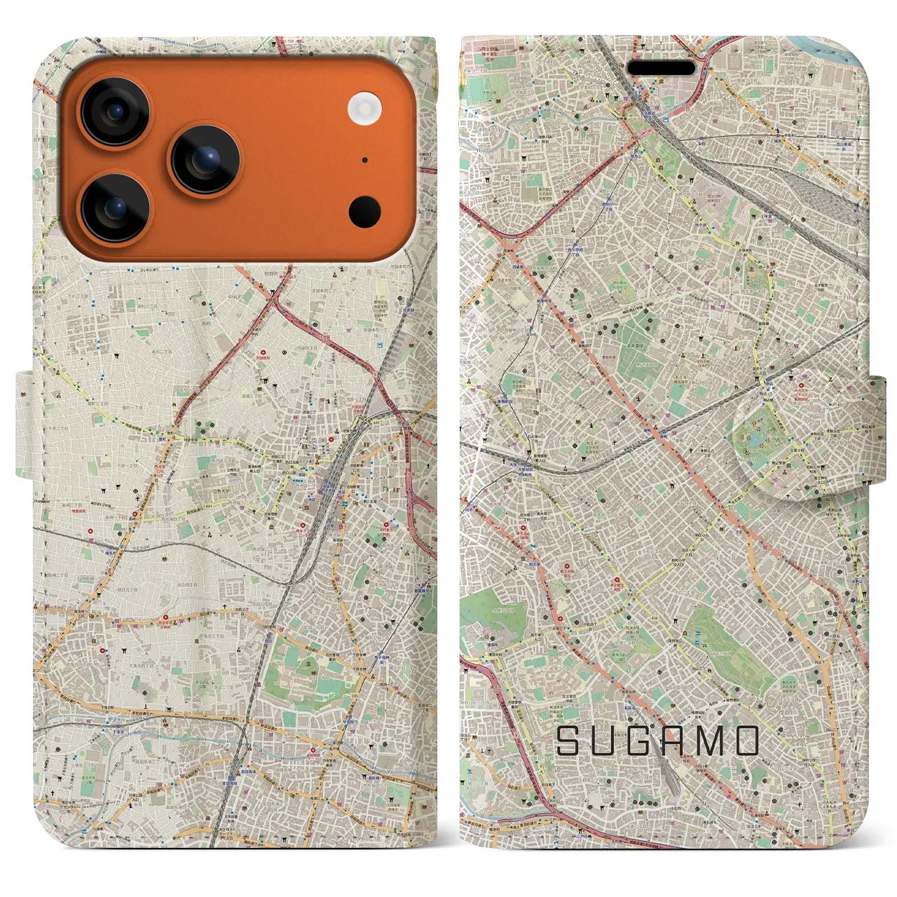 【巣鴨(東京都)】地図柄iPhoneケース(手帳タイプ)