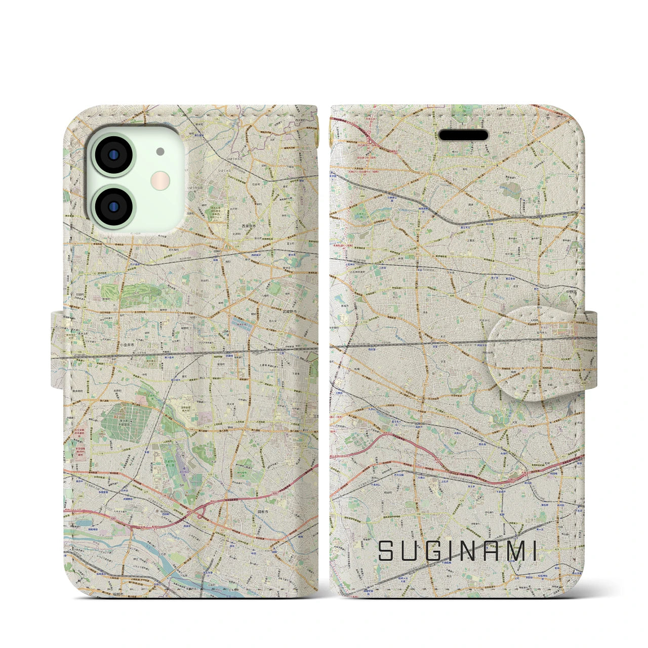 【杉並(東京都)】地図柄iPhoneケース(手帳タイプ)