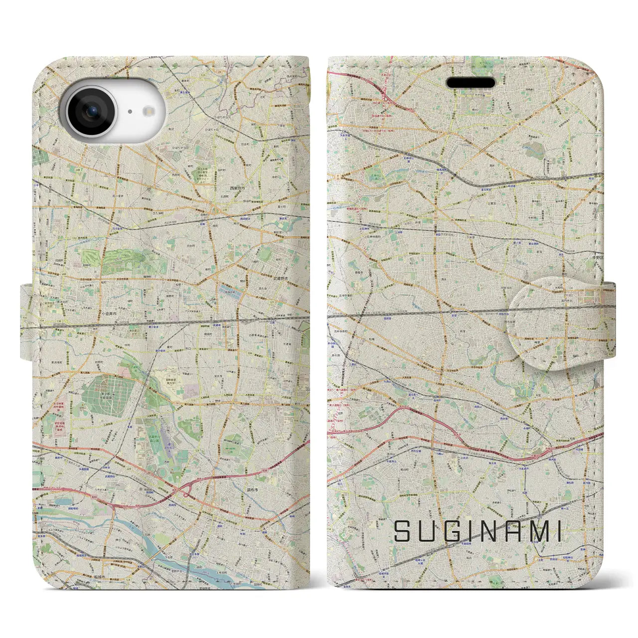 【杉並(東京都)】地図柄iPhoneケース(手帳タイプ)