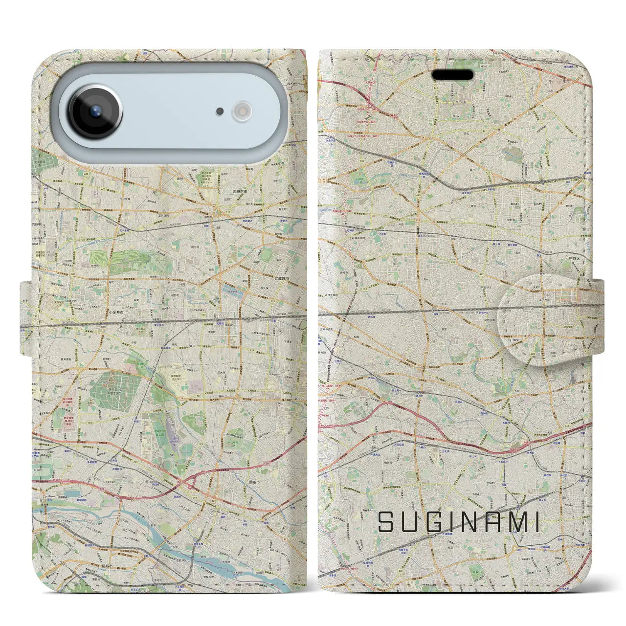 【杉並(東京都)】地図柄iPhoneケース(手帳タイプ)