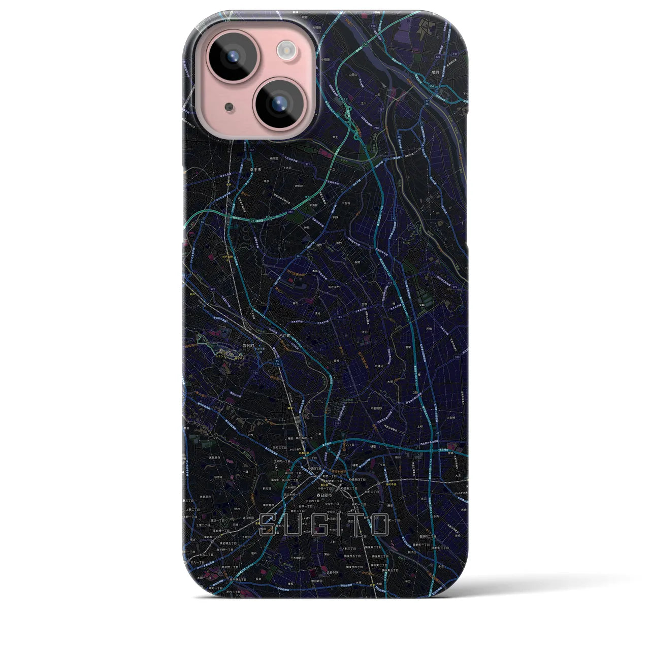 【杉戸(埼玉県)】地図柄iPhoneケース(バックカバータイプ)