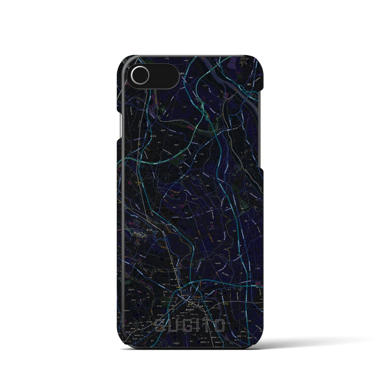 【杉戸(埼玉県)】地図柄iPhoneケース(バックカバータイプ)