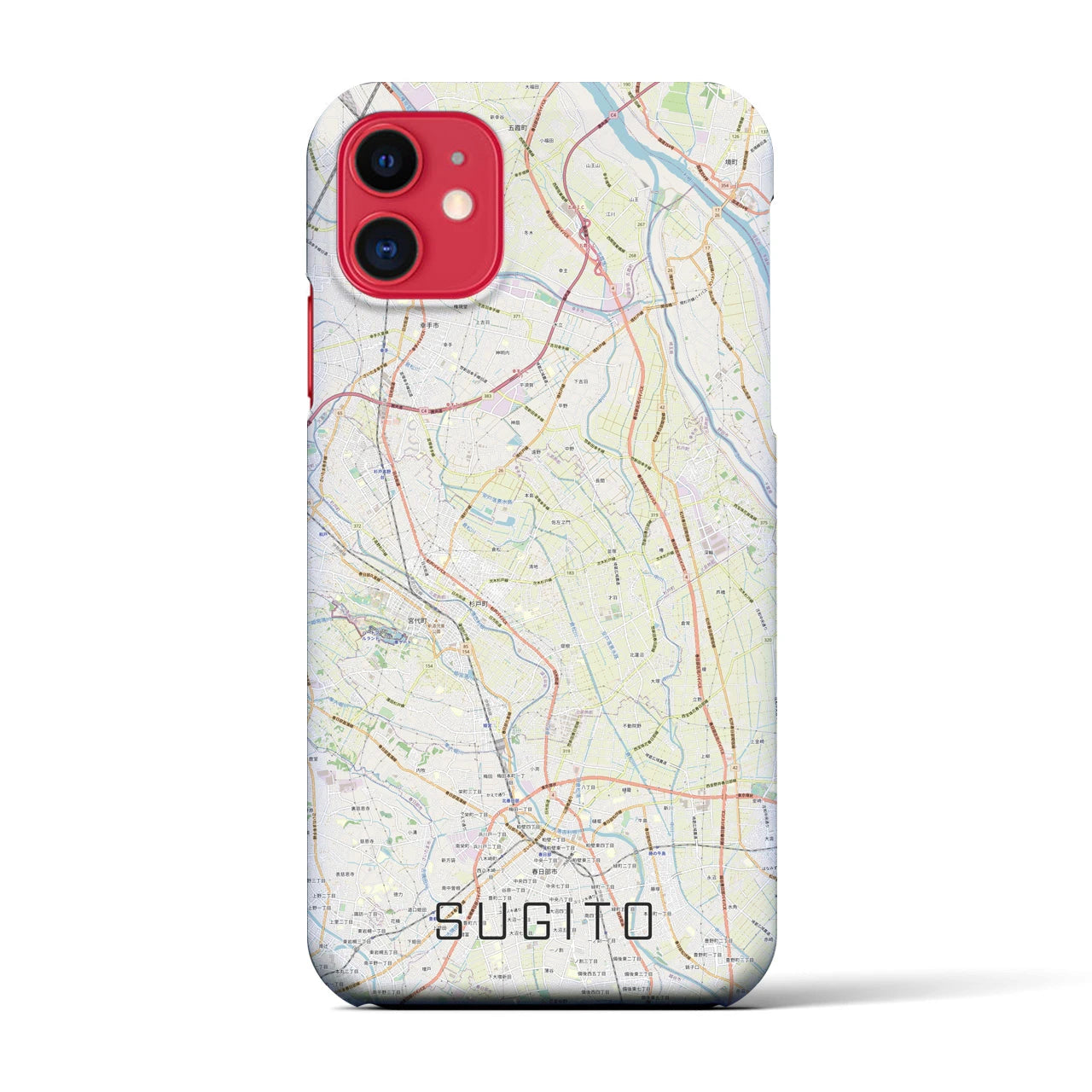 【杉戸(埼玉県)】地図柄iPhoneケース(バックカバータイプ)
