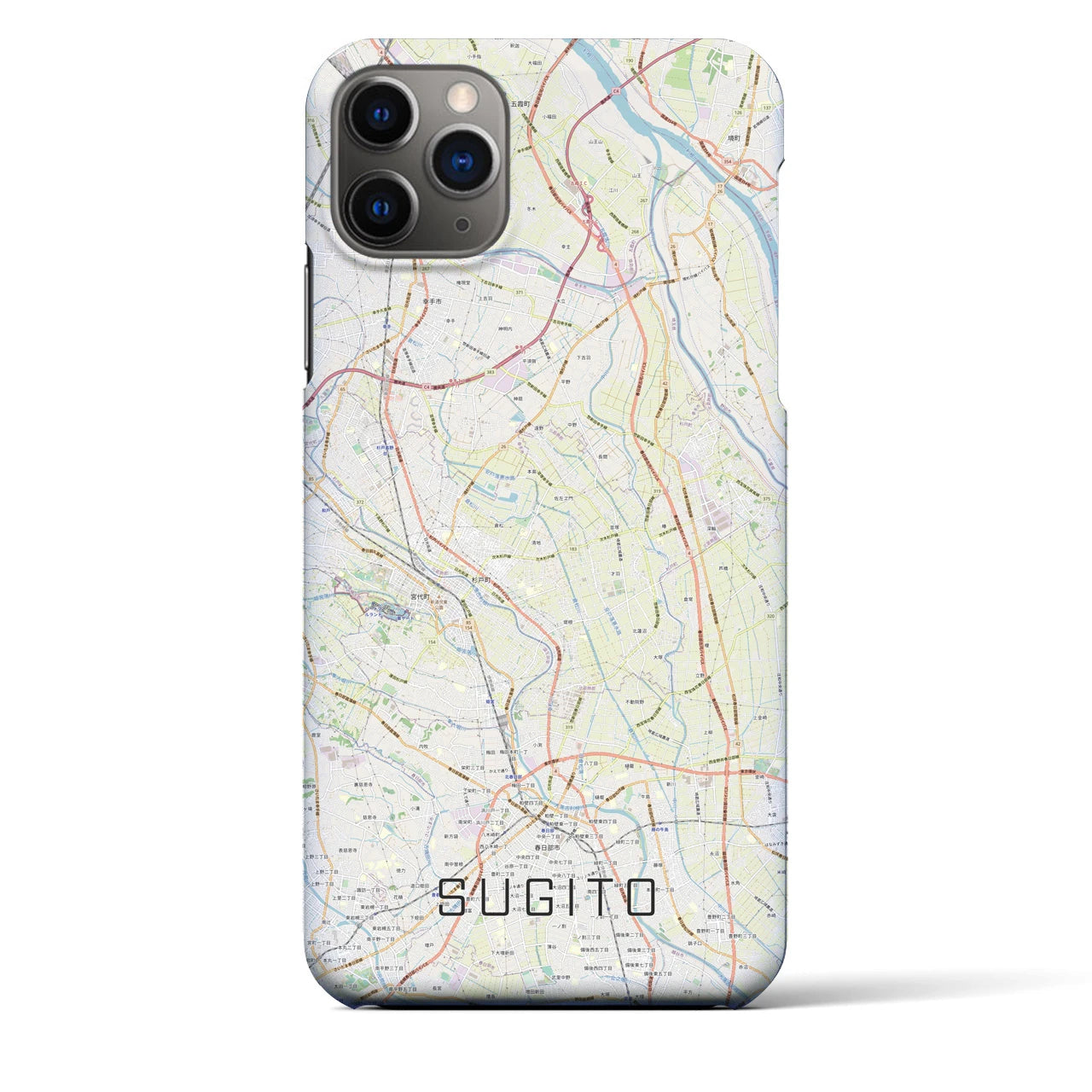 【杉戸(埼玉県)】地図柄iPhoneケース(バックカバータイプ)