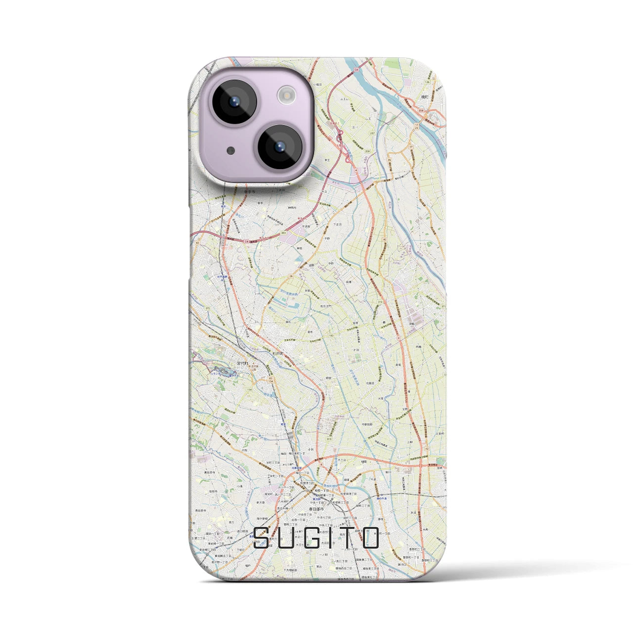 【杉戸(埼玉県)】地図柄iPhoneケース(バックカバータイプ)