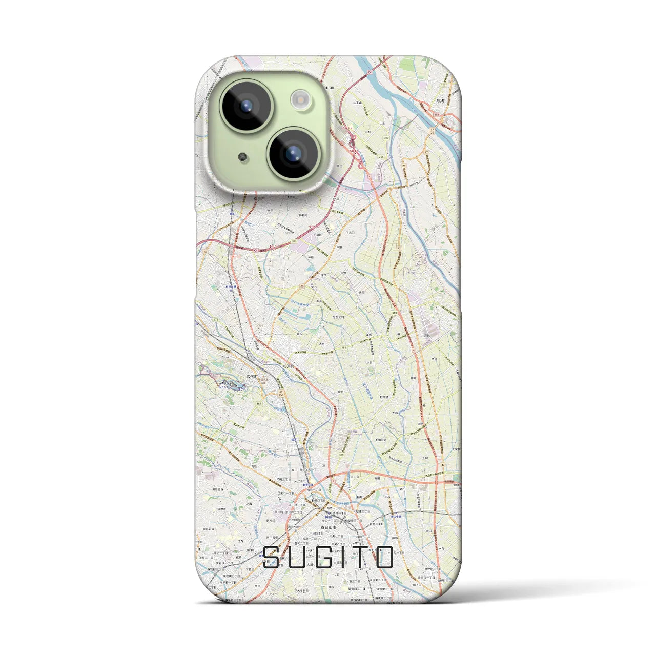 【杉戸(埼玉県)】地図柄iPhoneケース(バックカバータイプ)