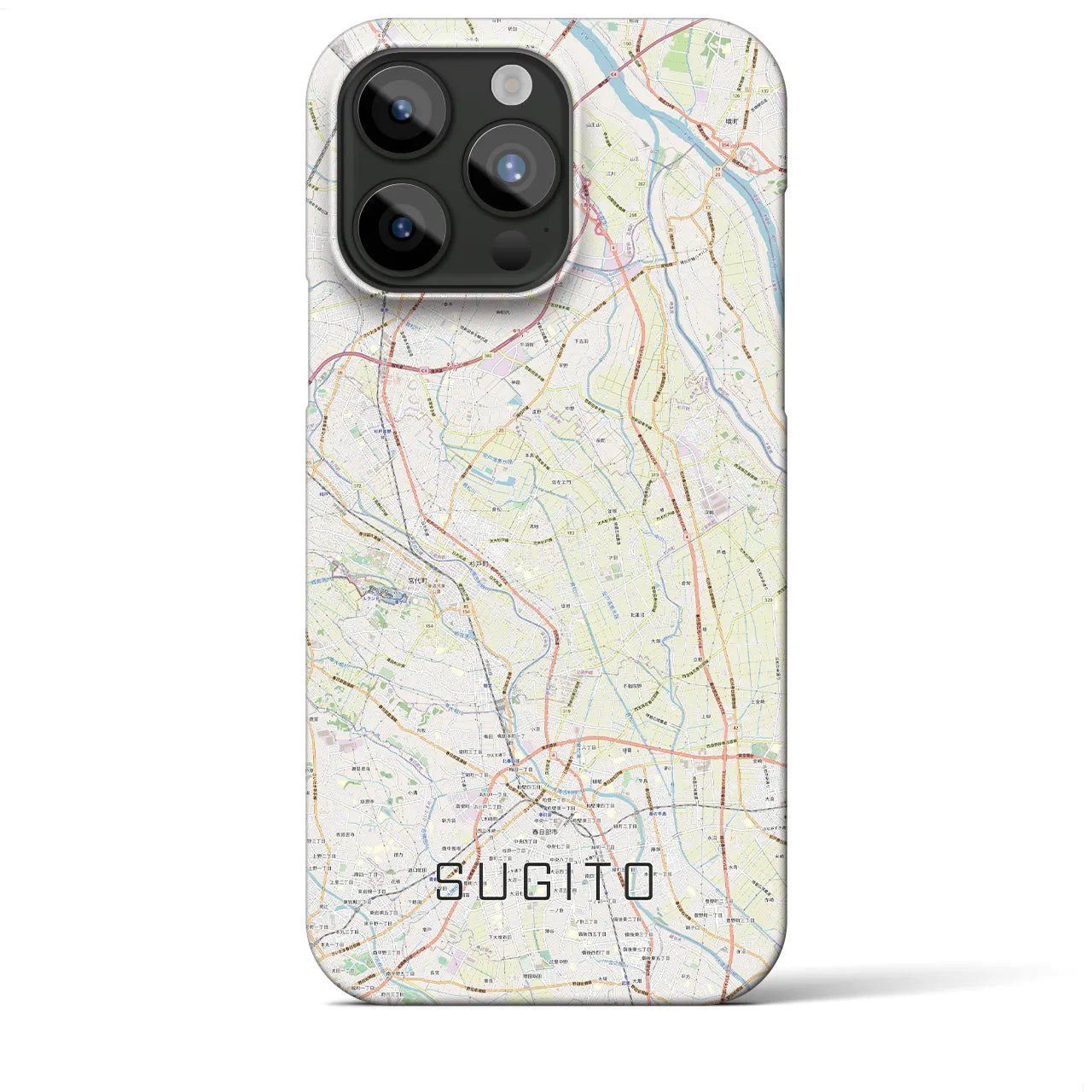 【杉戸(埼玉県)】地図柄iPhoneケース(バックカバータイプ)