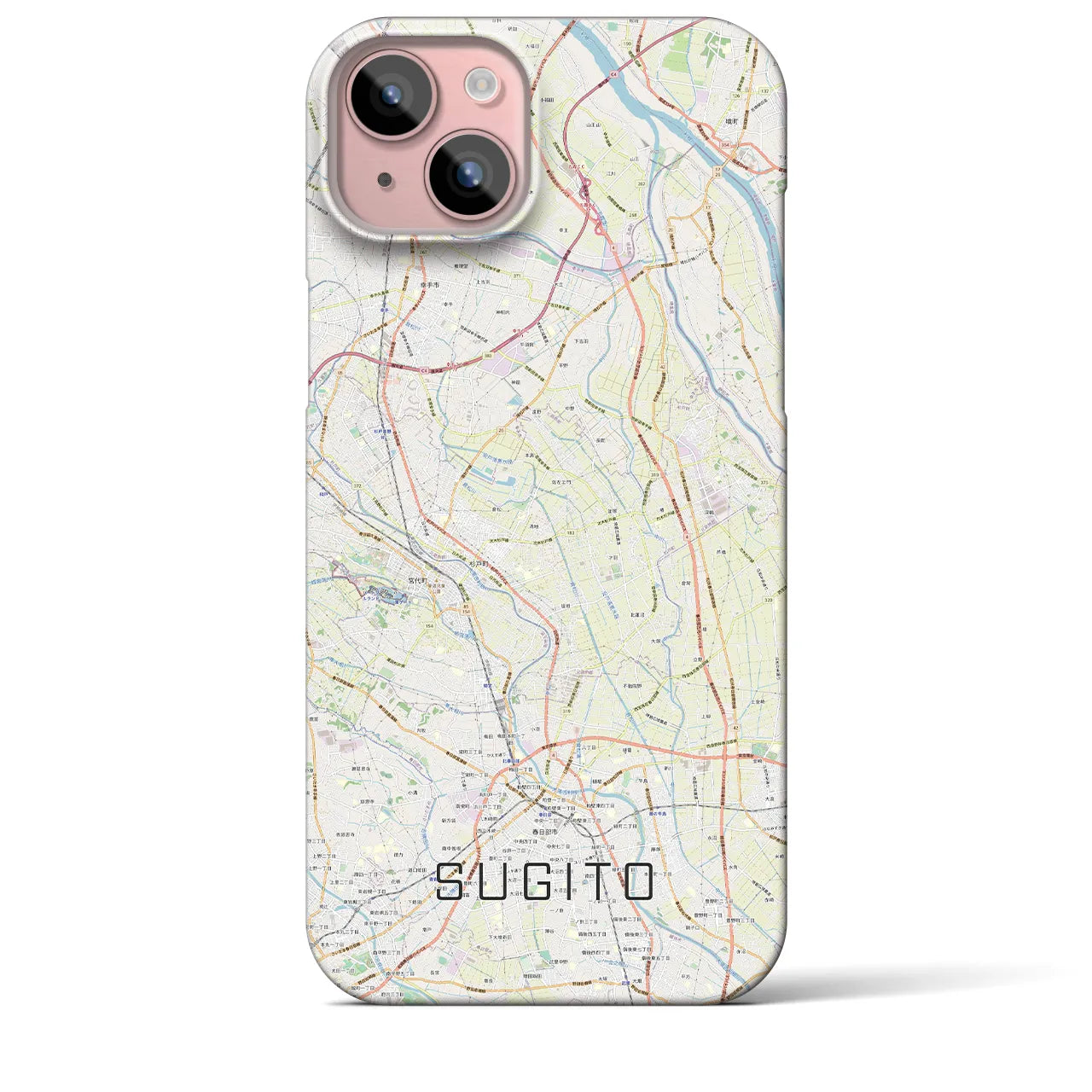 【杉戸(埼玉県)】地図柄iPhoneケース(バックカバータイプ)