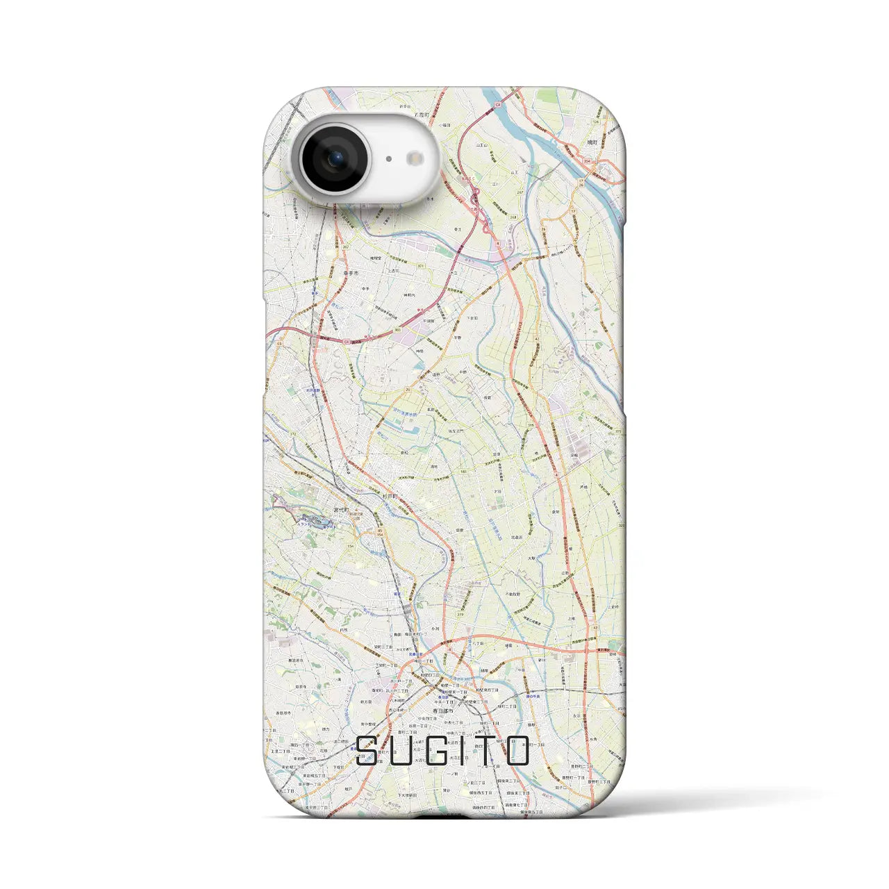 【杉戸(埼玉県)】地図柄iPhoneケース(バックカバータイプ)