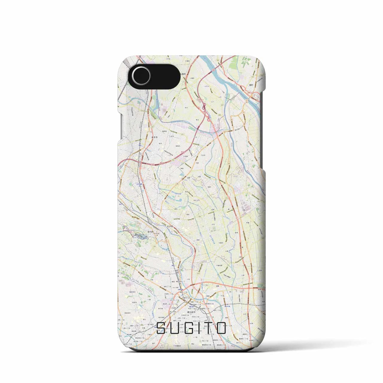 【杉戸(埼玉県)】地図柄iPhoneケース(バックカバータイプ)