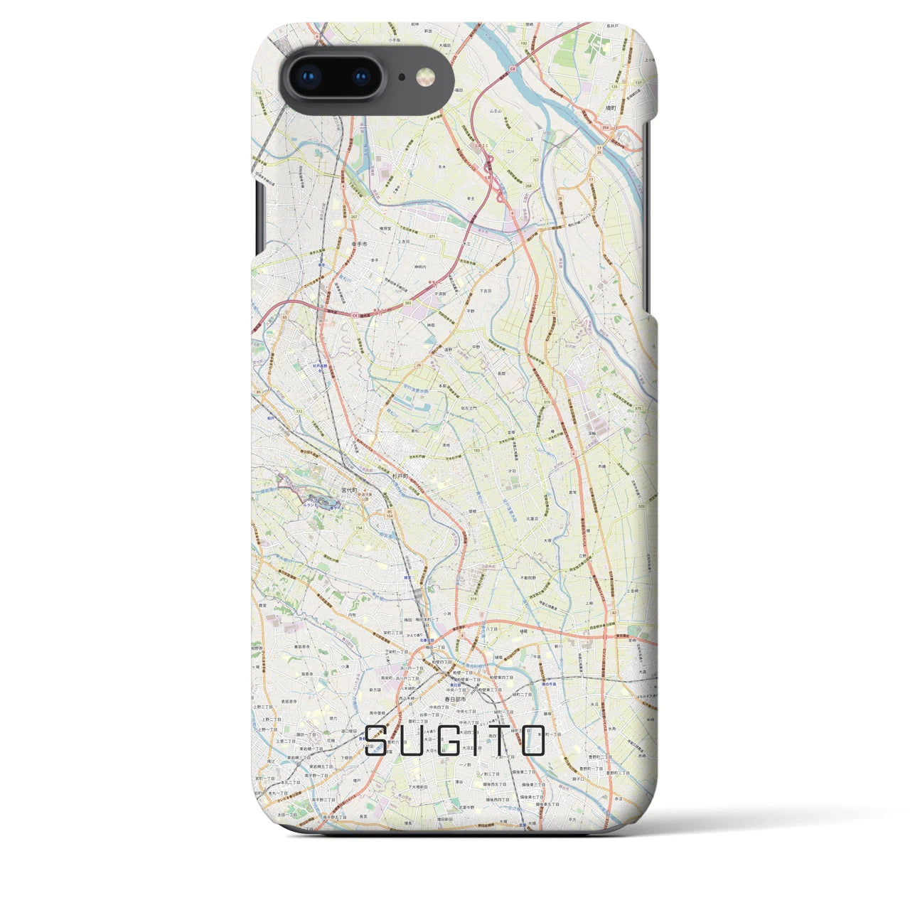 【杉戸(埼玉県)】地図柄iPhoneケース(バックカバータイプ)