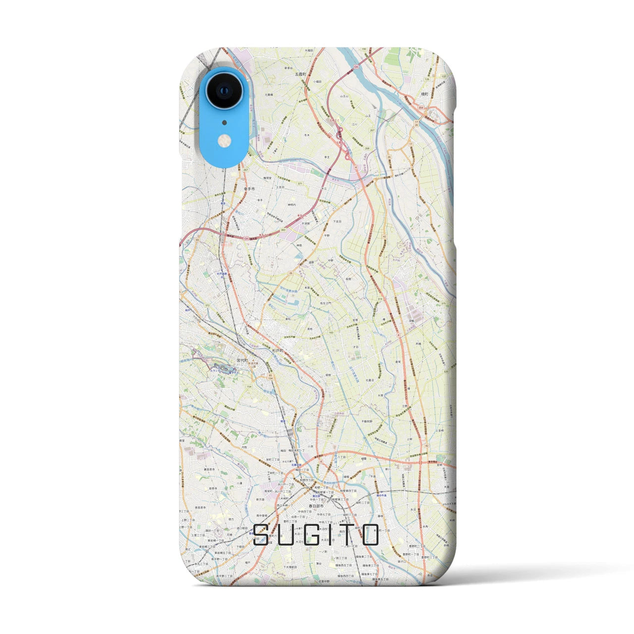 【杉戸(埼玉県)】地図柄iPhoneケース(バックカバータイプ)