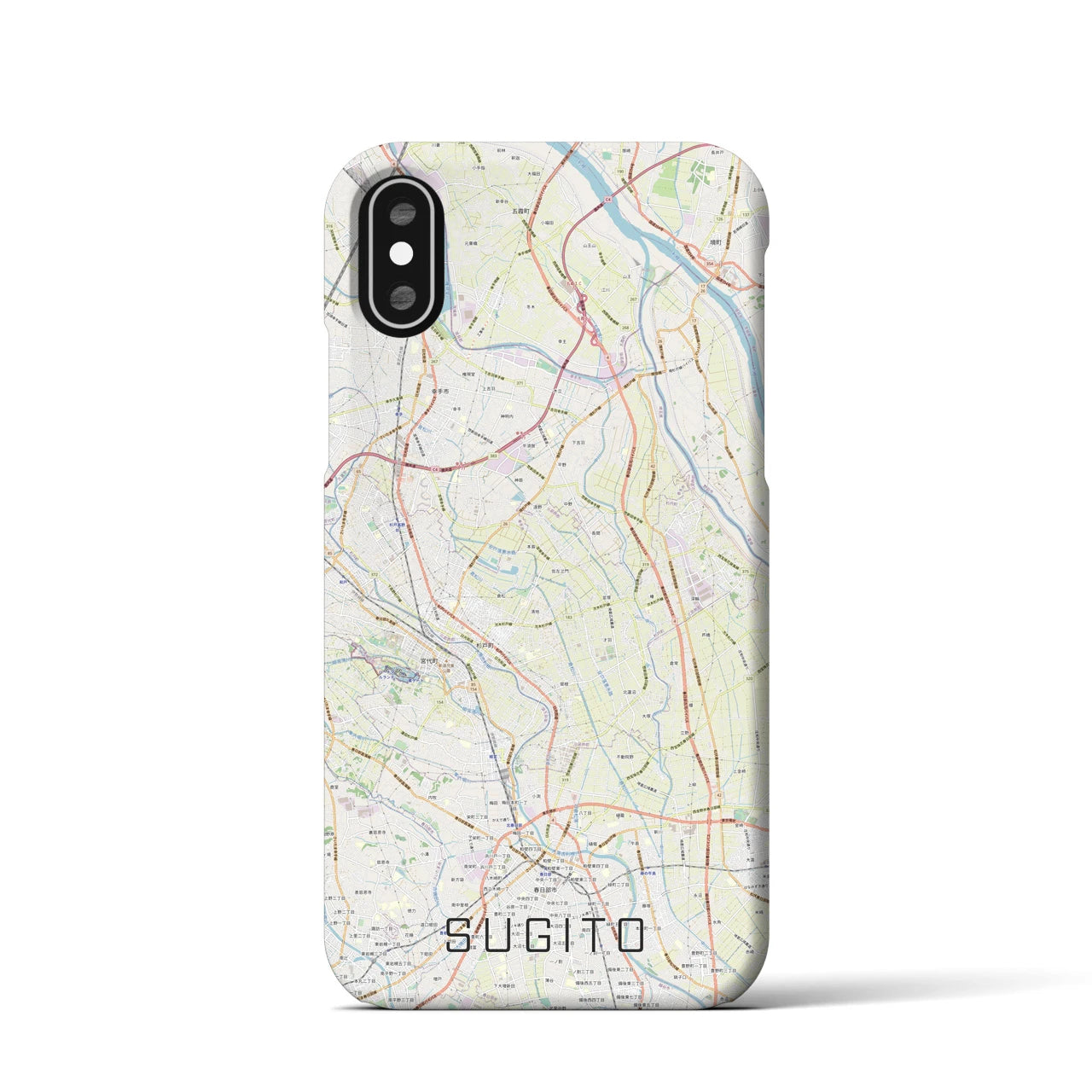 【杉戸(埼玉県)】地図柄iPhoneケース(バックカバータイプ)