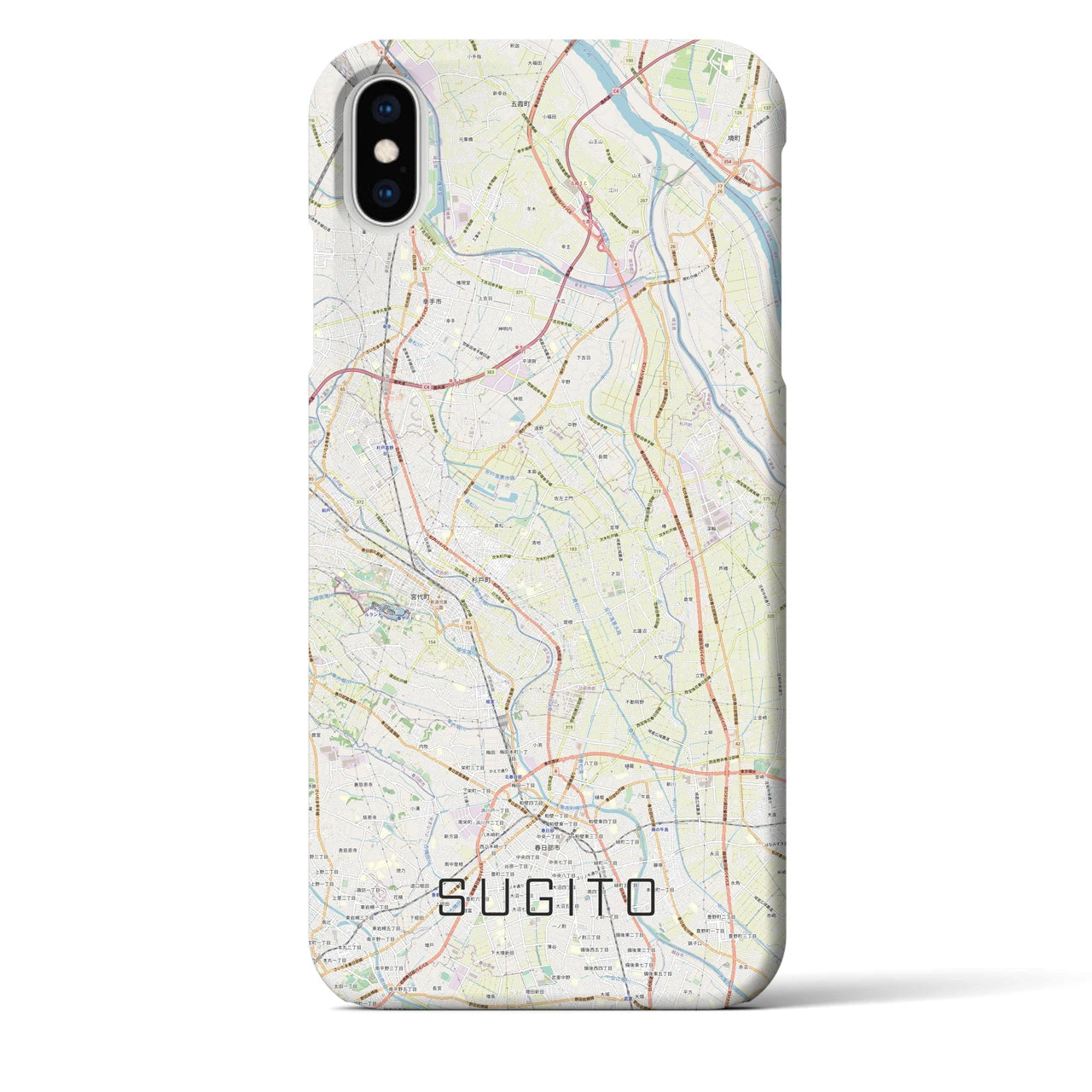【杉戸(埼玉県)】地図柄iPhoneケース(バックカバータイプ)