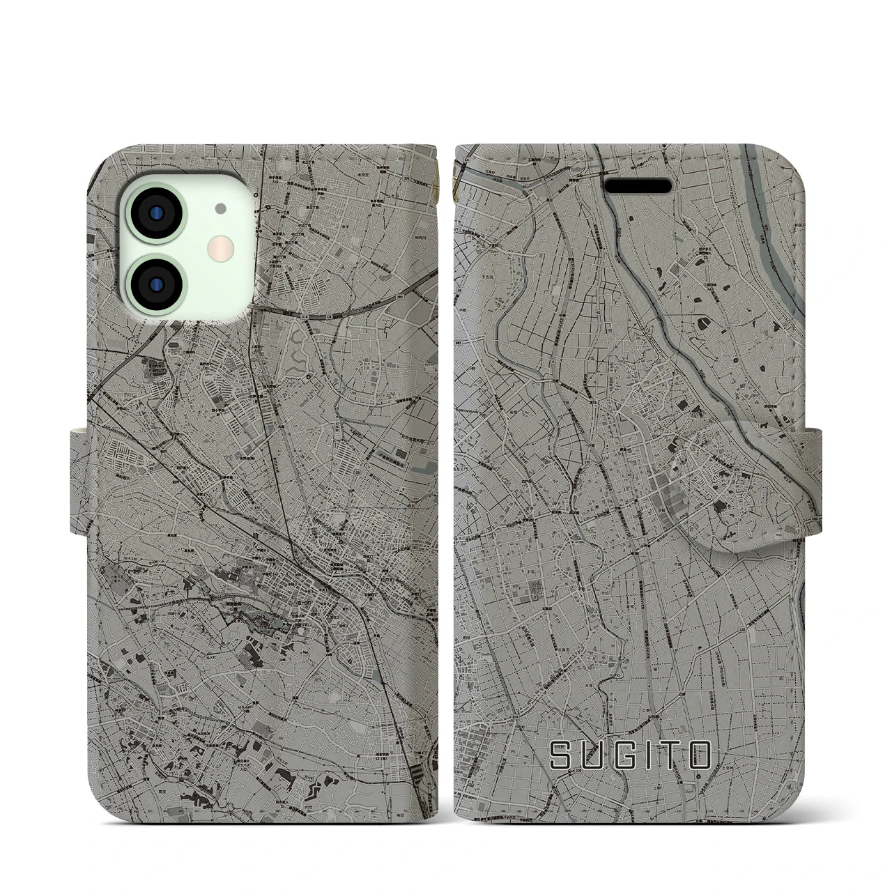 【杉戸(埼玉県)】地図柄iPhoneケース(手帳タイプ)