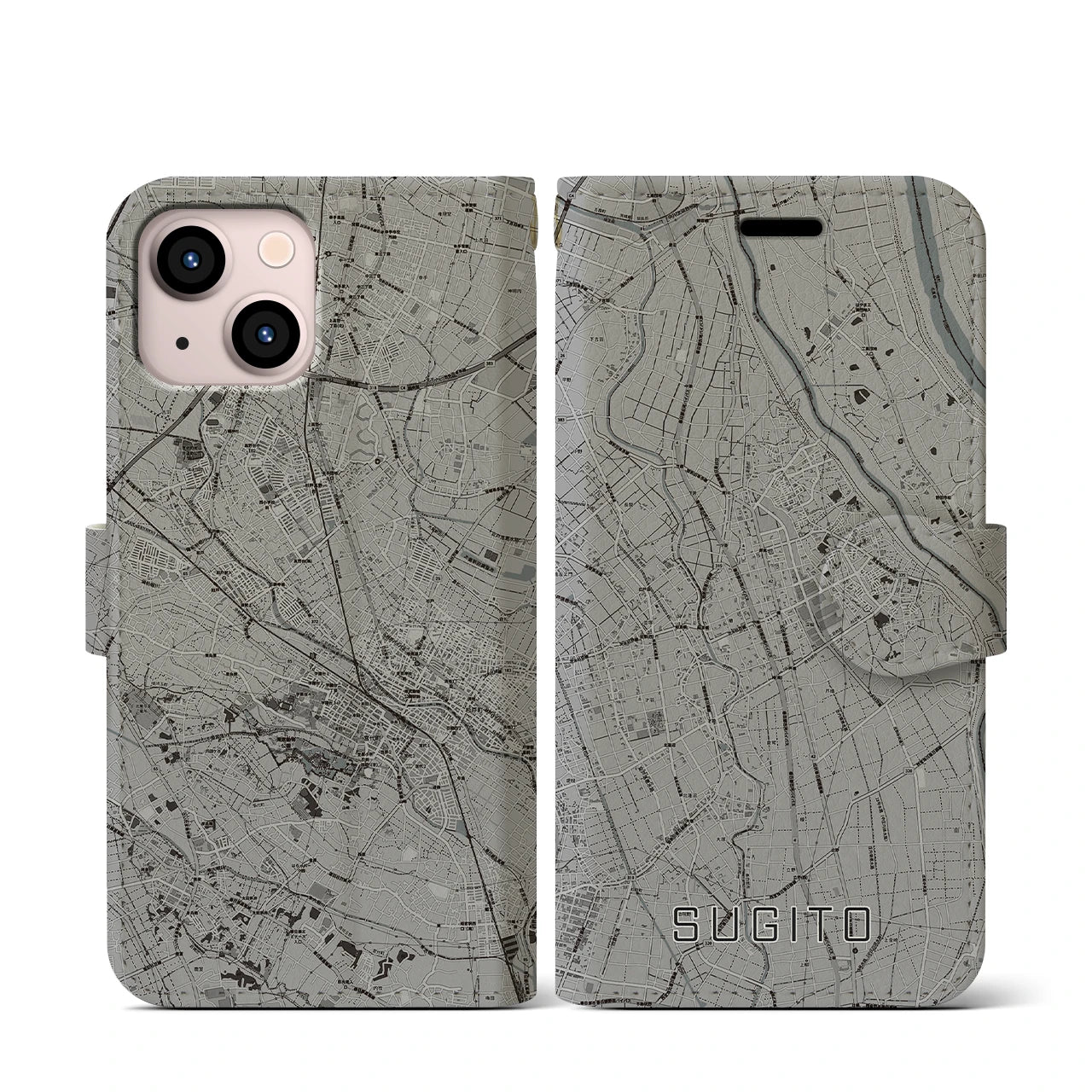 【杉戸(埼玉県)】地図柄iPhoneケース(手帳タイプ)