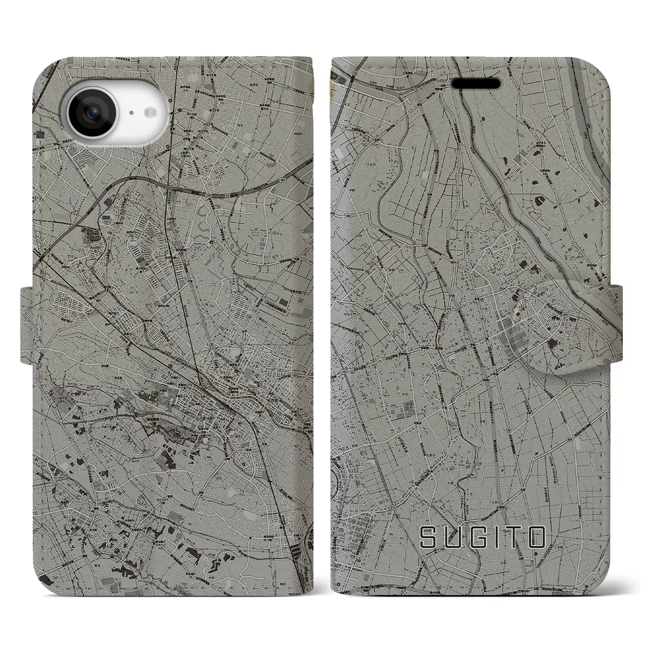 【杉戸(埼玉県)】地図柄iPhoneケース(手帳タイプ)