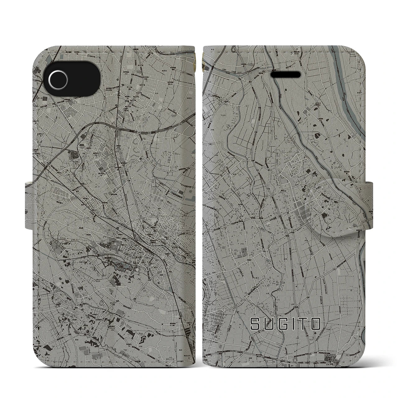 【杉戸(埼玉県)】地図柄iPhoneケース(手帳タイプ)